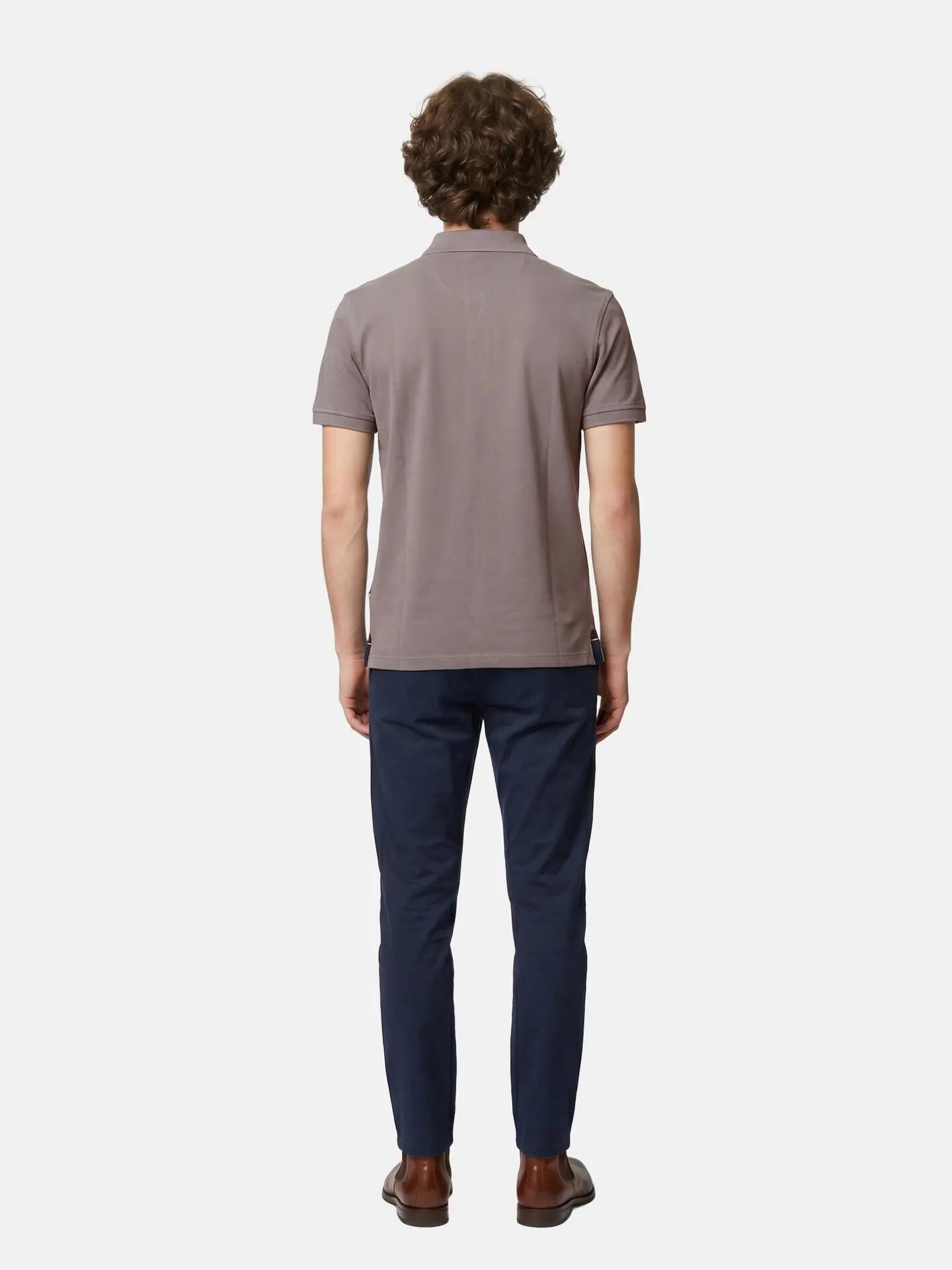 Napapijri heren polo katoen 100% taupe grijs casual 4/6