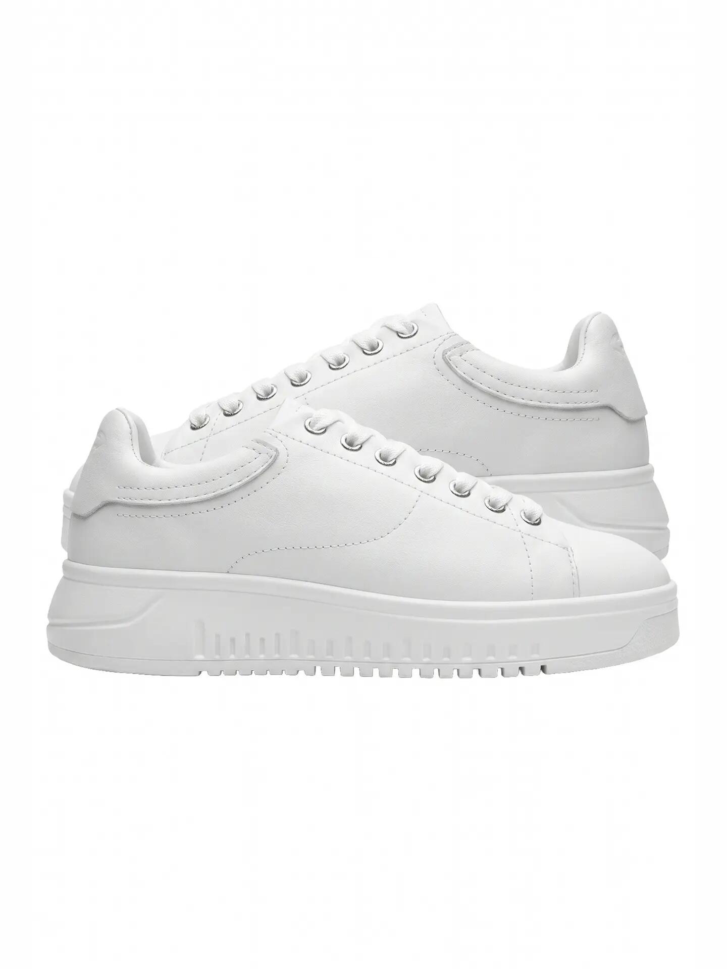 Emporio Armani Dames Platformsneakers Wit Leer - Veters 2/5