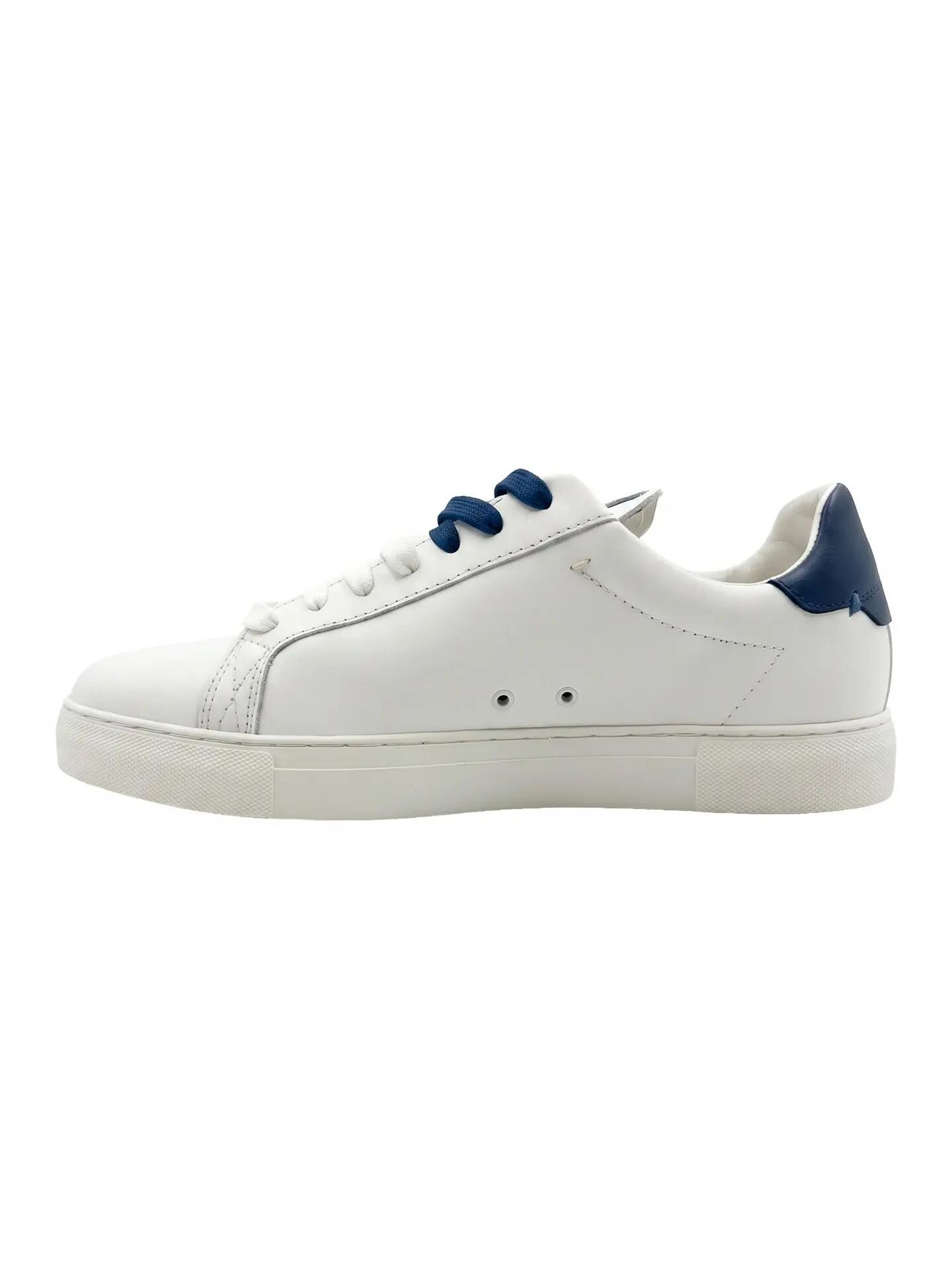 Sneakers Platform Bărbat Emporio Armani Piele Albă Albastru Șireturi 2/5