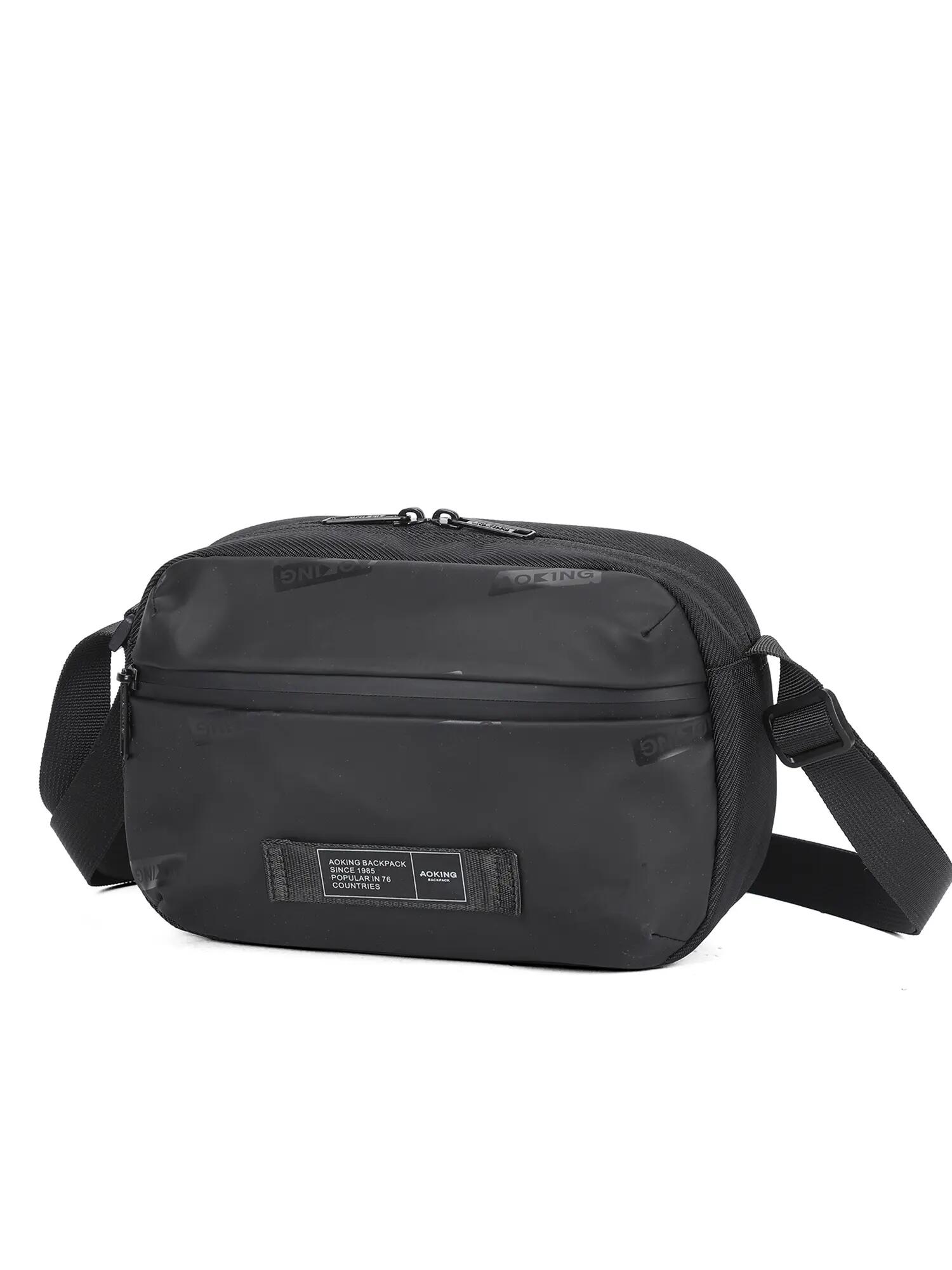 Černá Crossbody Taška Aoking - Bezpečný Zip a Multifunkční Kapsy 2/6