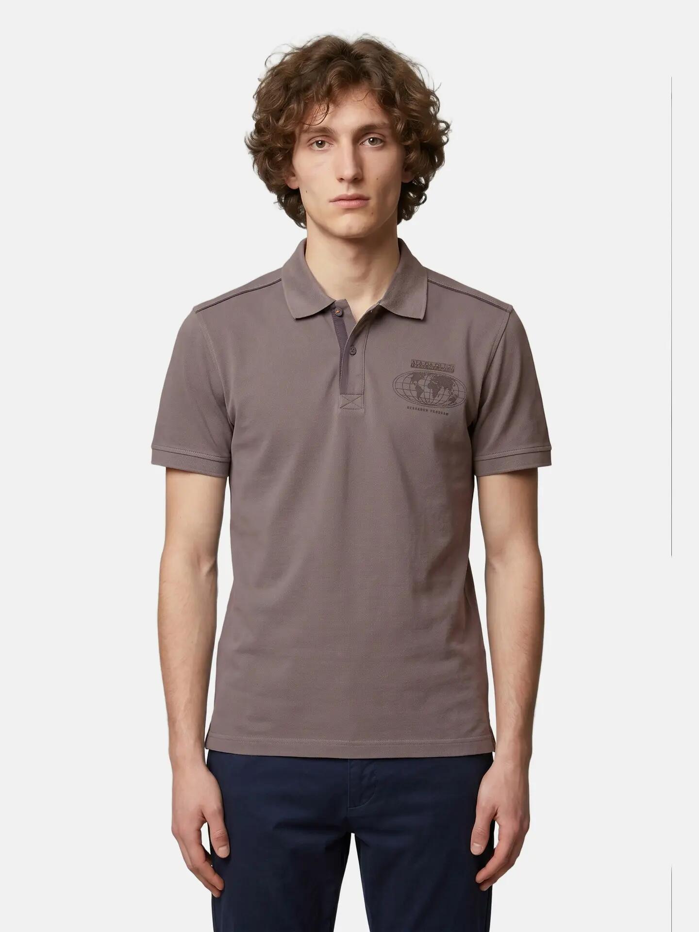 Napapijri heren polo katoen 100% taupe grijs casual 2/6