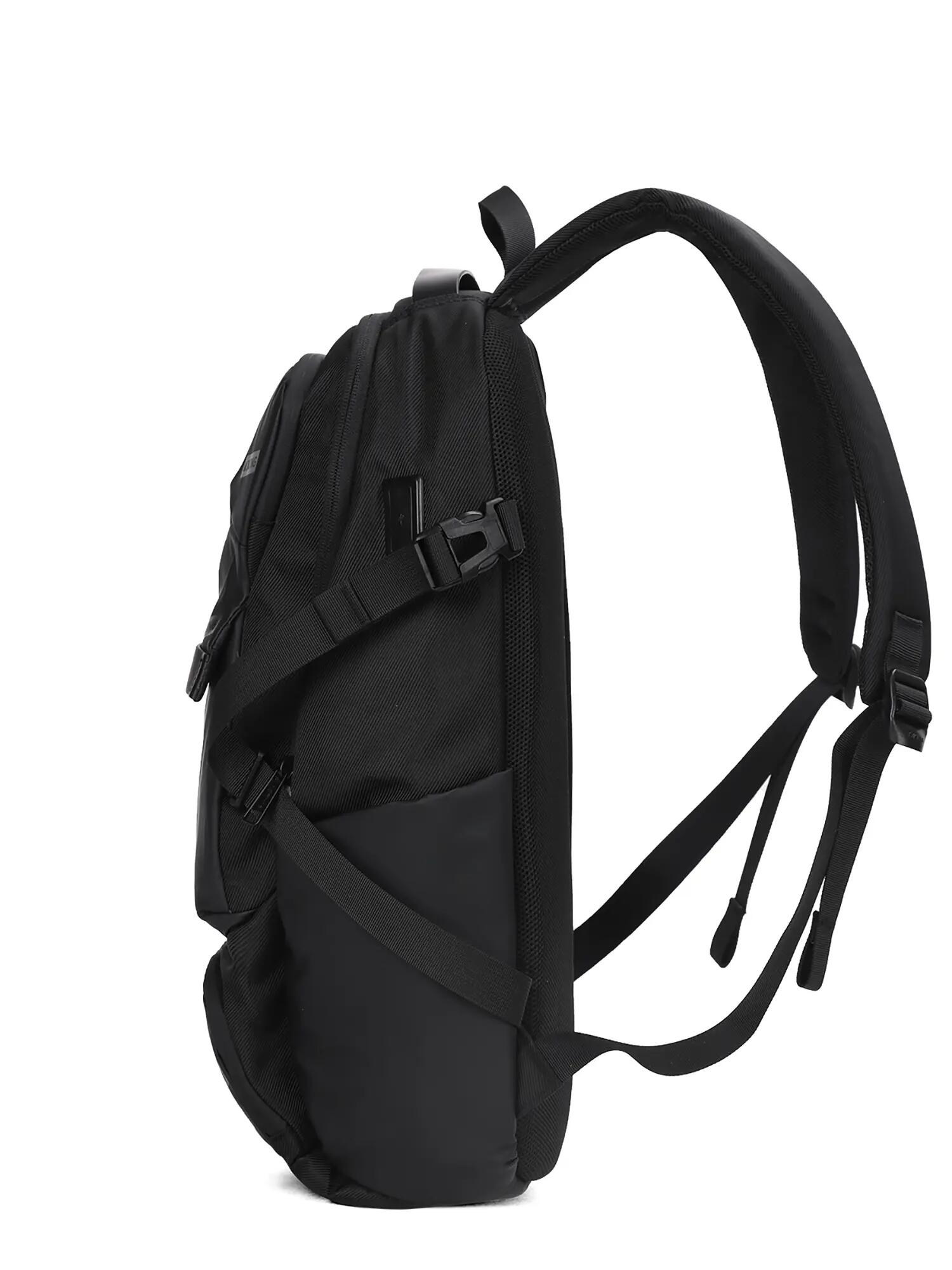 Aoking Černý Batoh Unisex se Zipem a Multifunkčními Kapsami 3/6