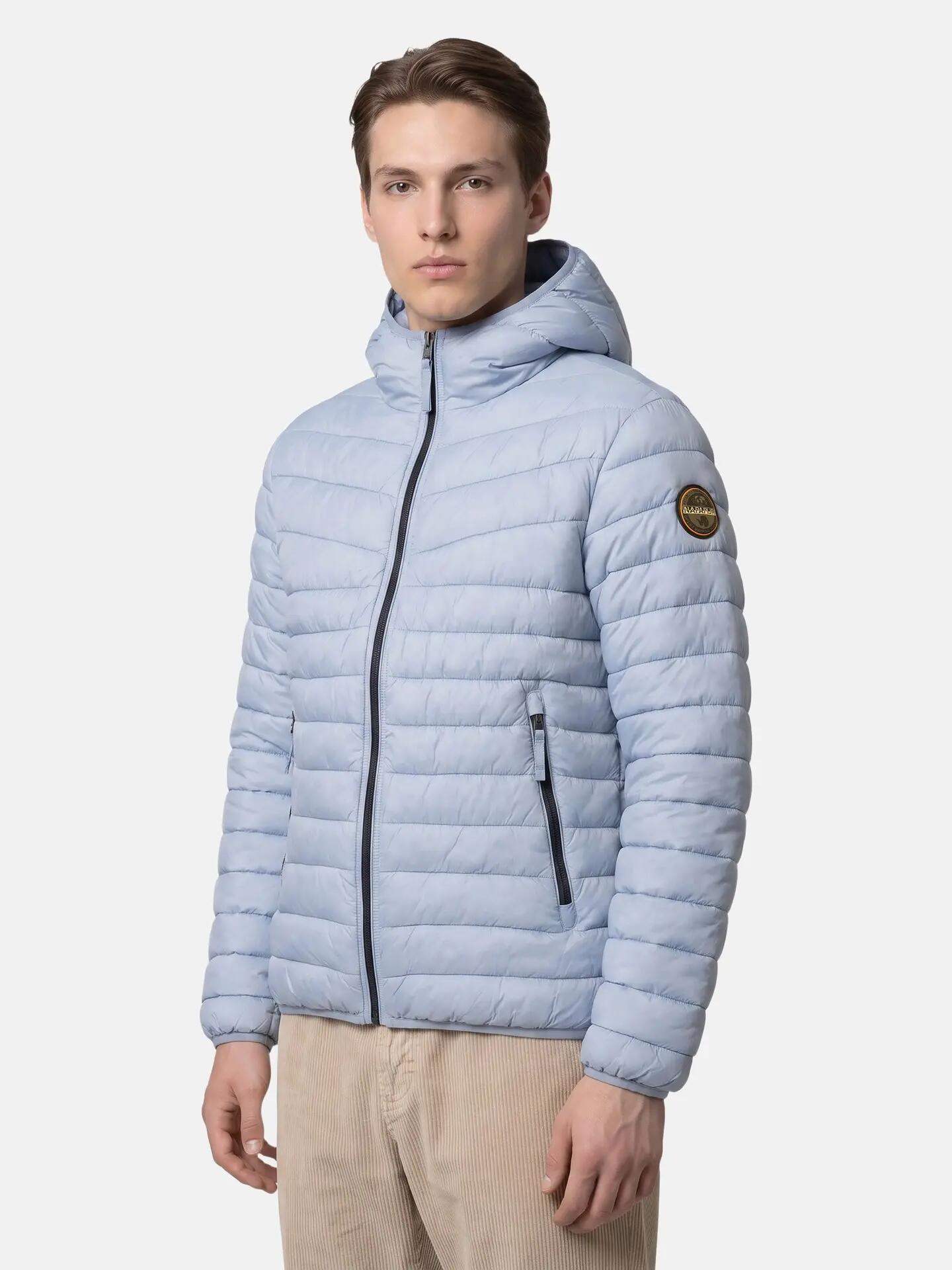 Chaqueta Napapijri hombre azul acolchada con cremallera y capucha 3/6