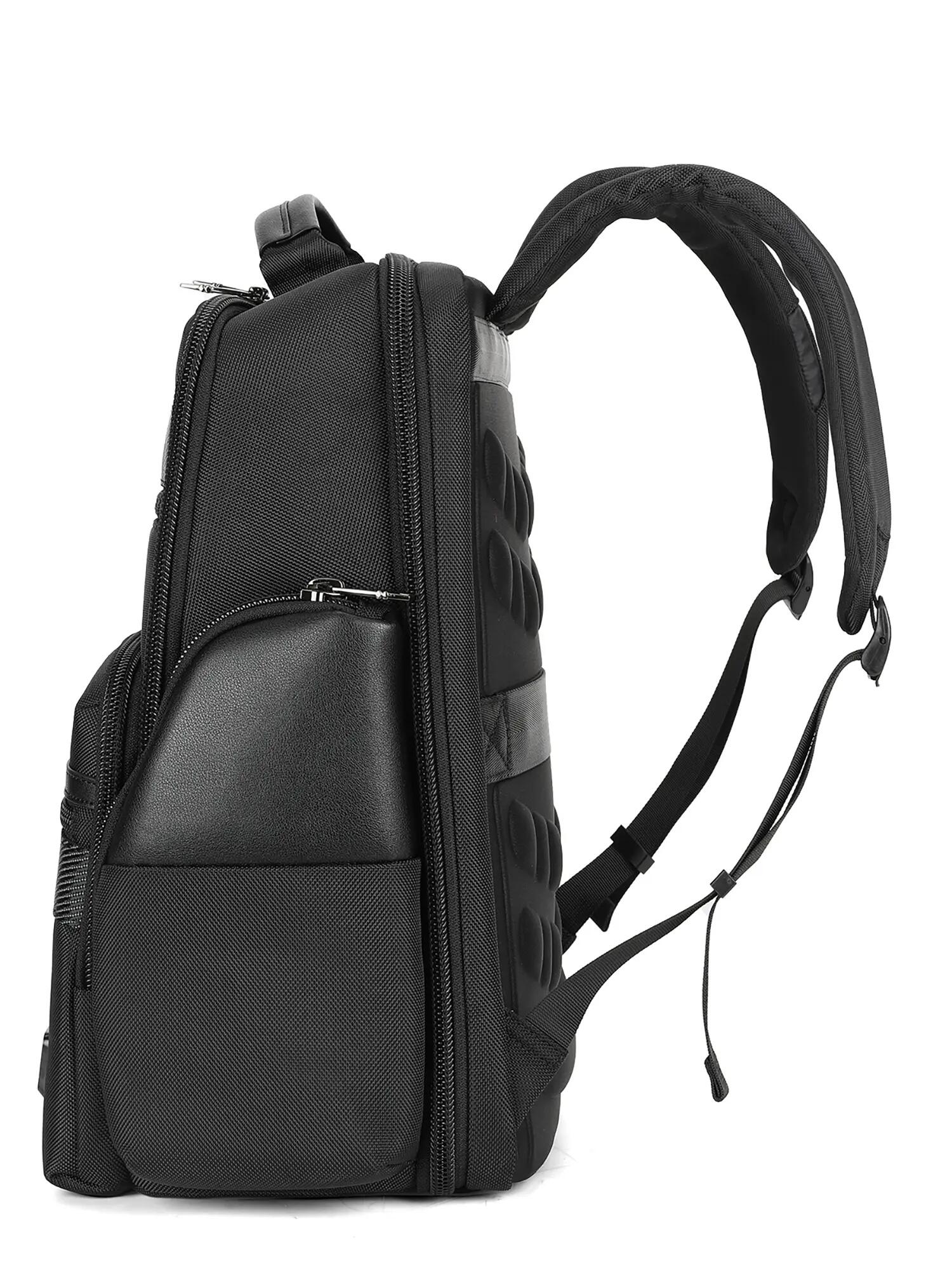 Aoking Černý Batoh s Více Kapsami a Zipem - Unisex Casual 30x42x22cm 3/6