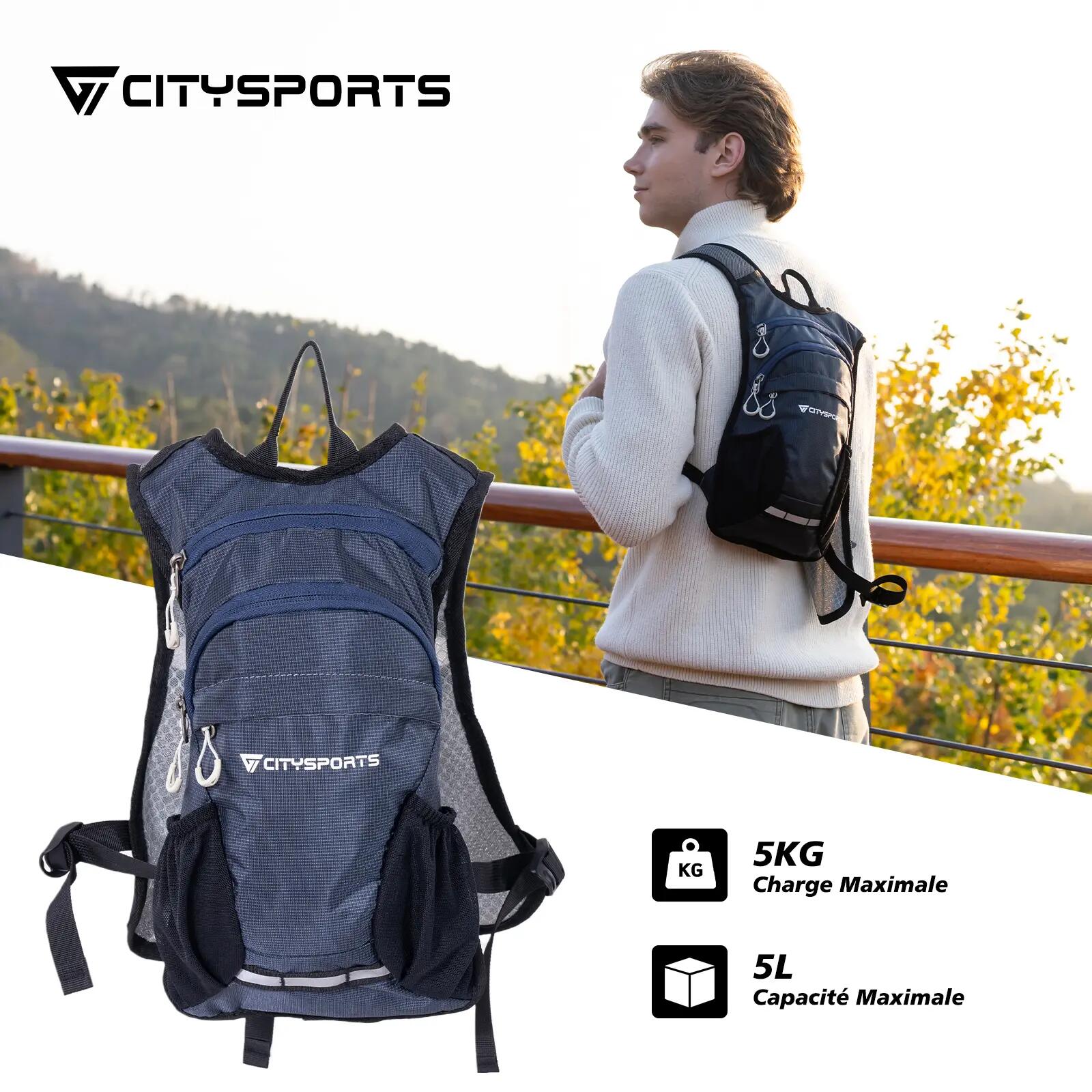 CITYSPORTS 5L Trekkingrugzak, Blauw, met Regenhoes 5/7