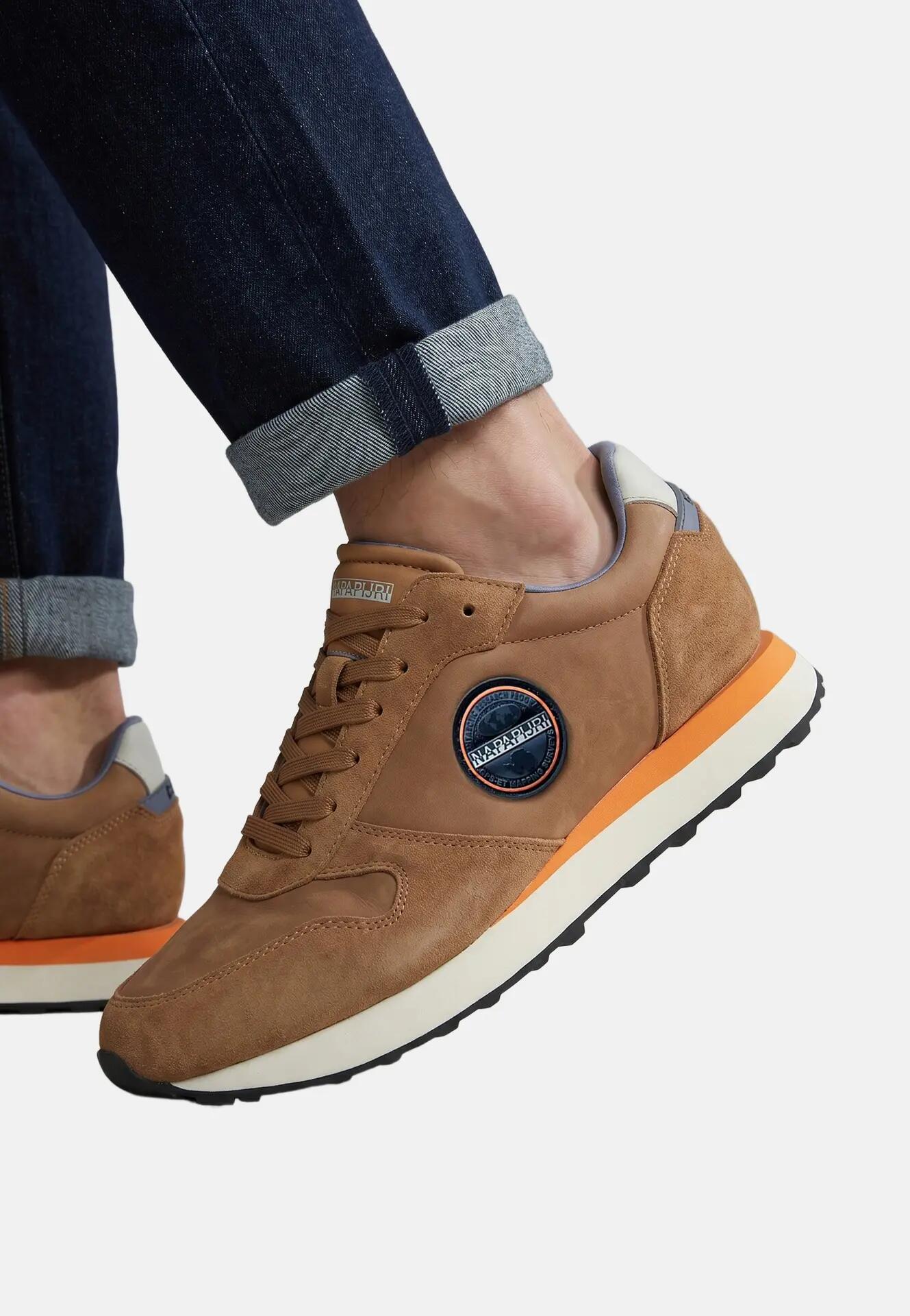 Sneakers Napapijri bărbat maro piele cu șireturi casual 6/7