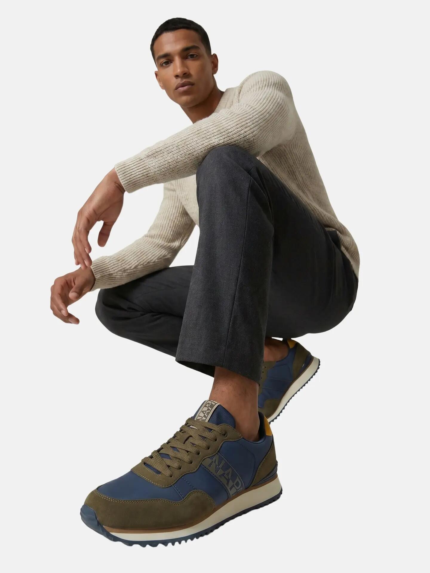 Sneakers Napapijri bărbați albastru și maro cu platformă și șireturi 6/7