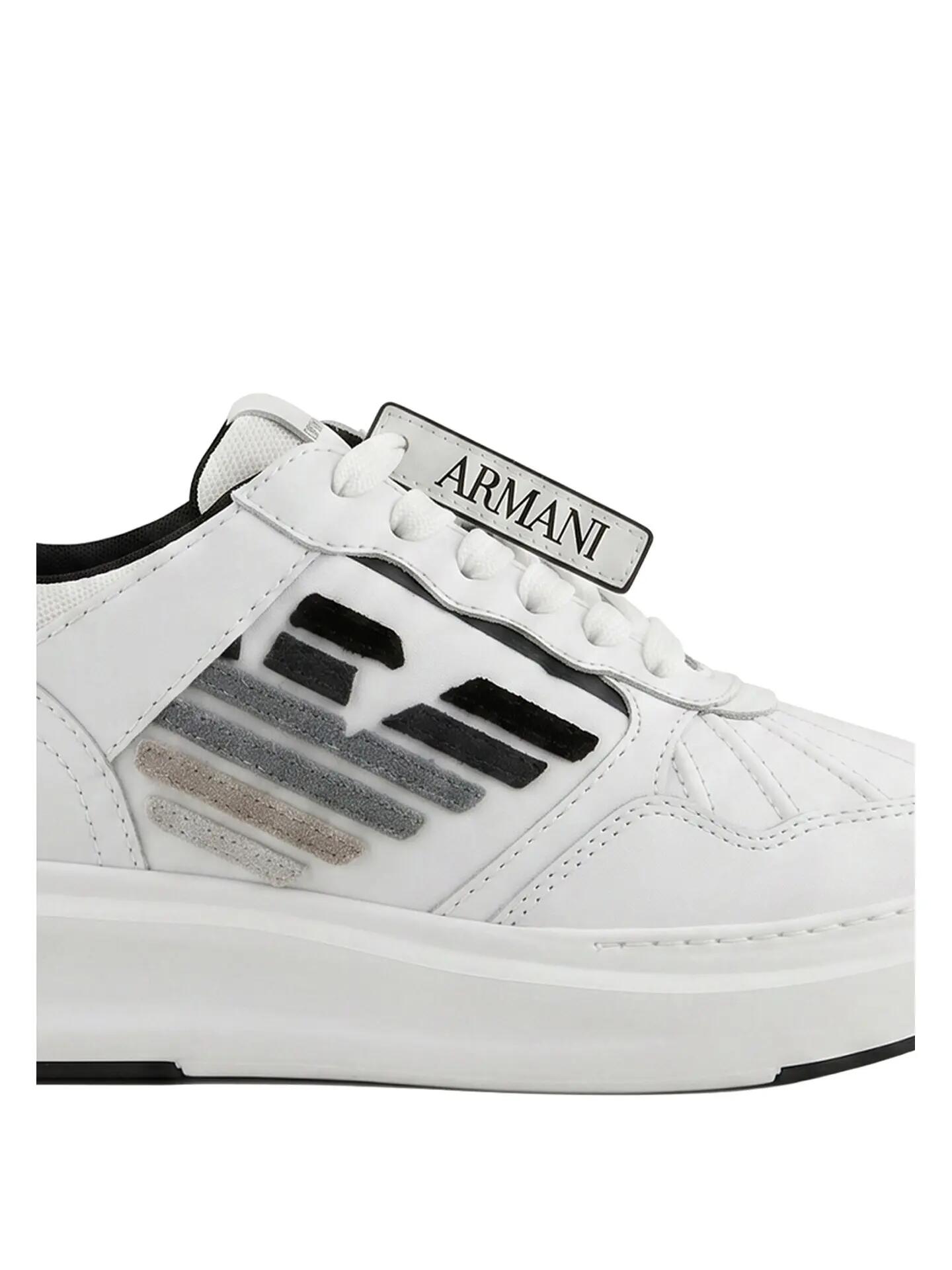 Emporio Armani Platform Sneakers Dames Wit Zwart Veters 3/5
