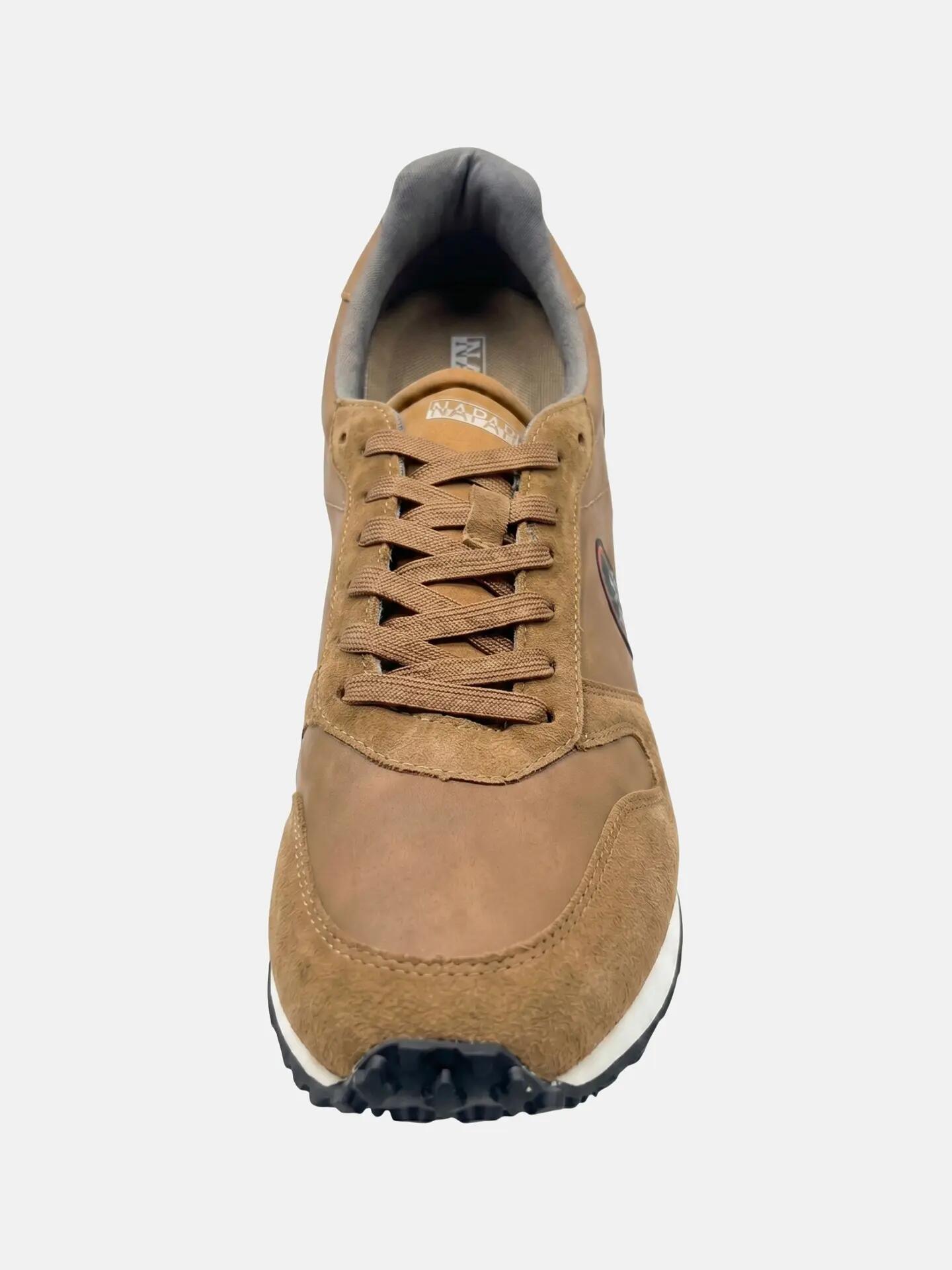 Sneakers Napapijri bărbat maro piele cu șireturi casual 5/7