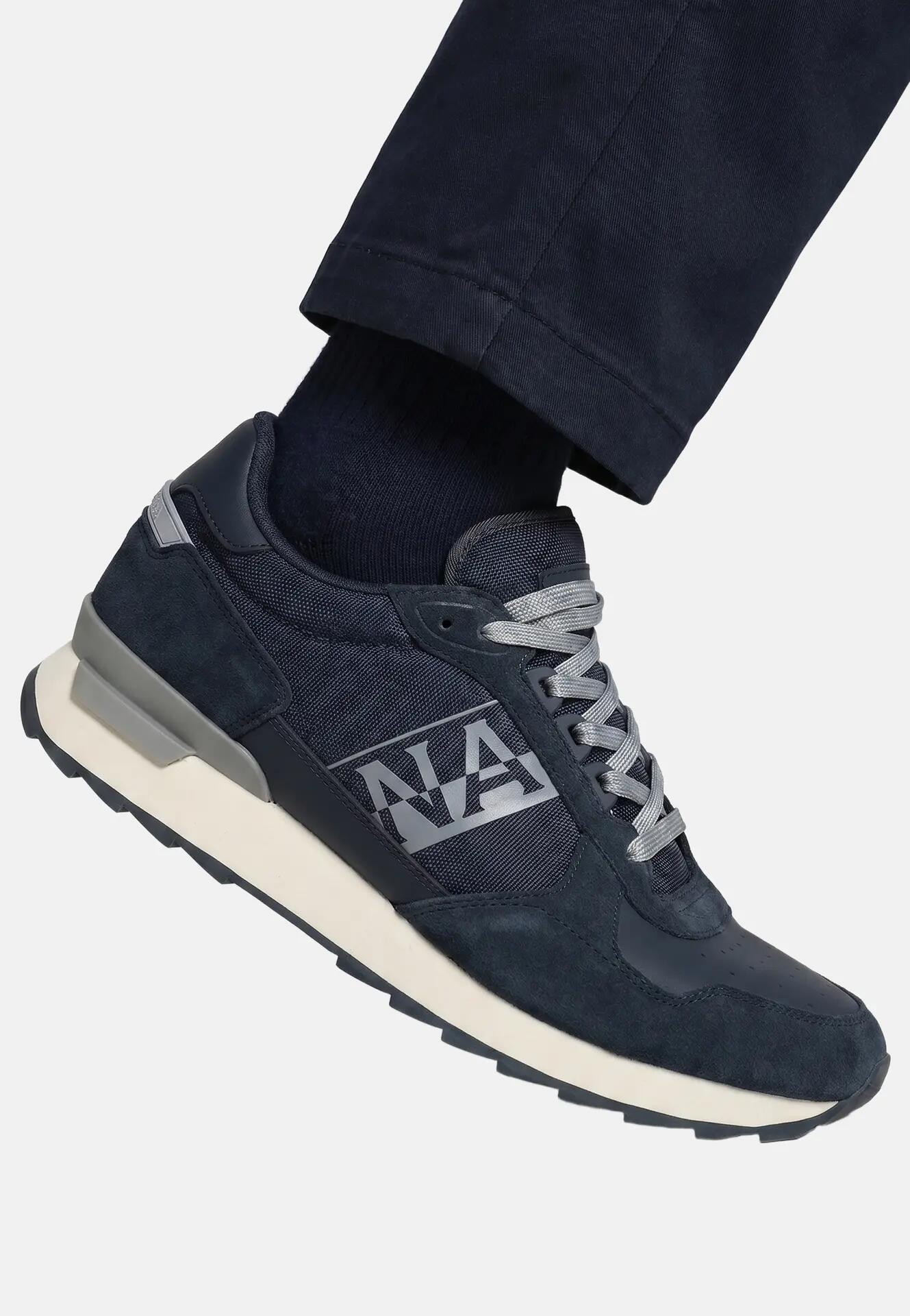 Adidași Napapijri bărbați albastri din piele și poliester cu șireturi 3/7