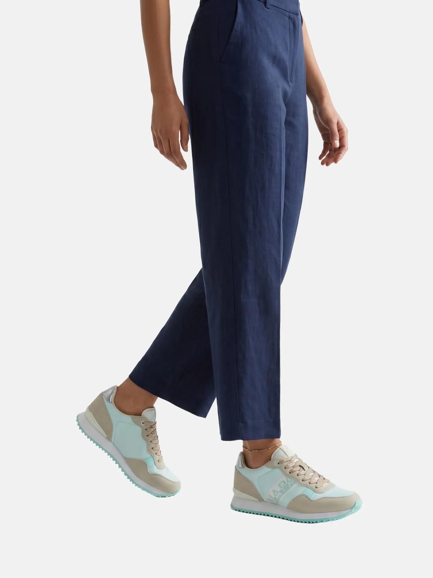 Sneakers platform femei bej cu șireturi și colour blocking 6/7