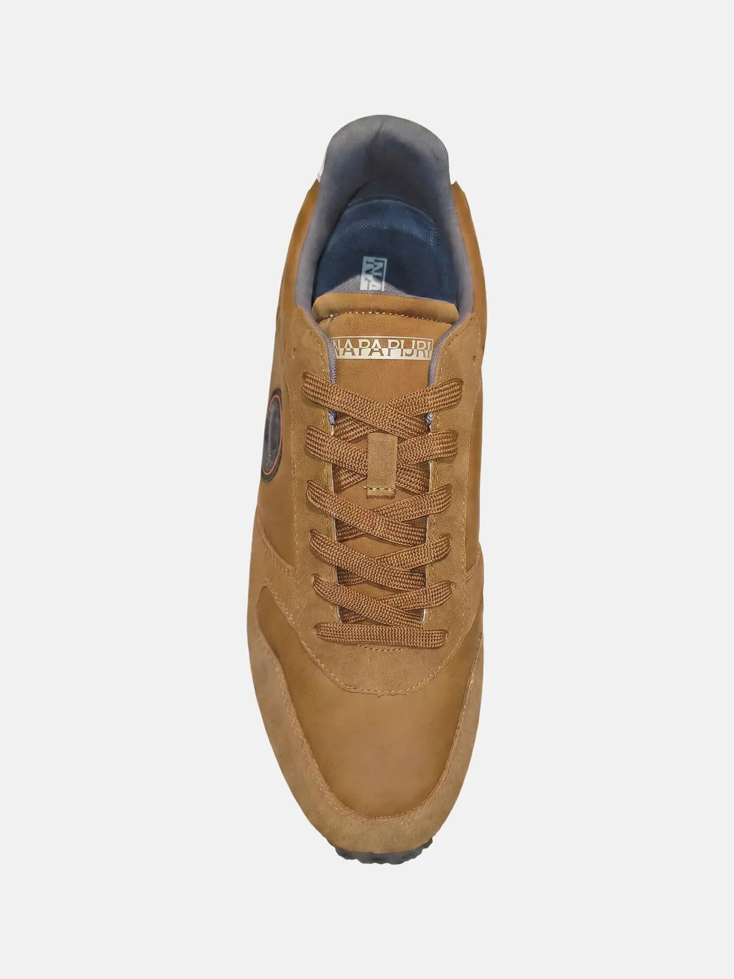 Sneakers Napapijri bărbat maro piele cu șireturi casual 3/7