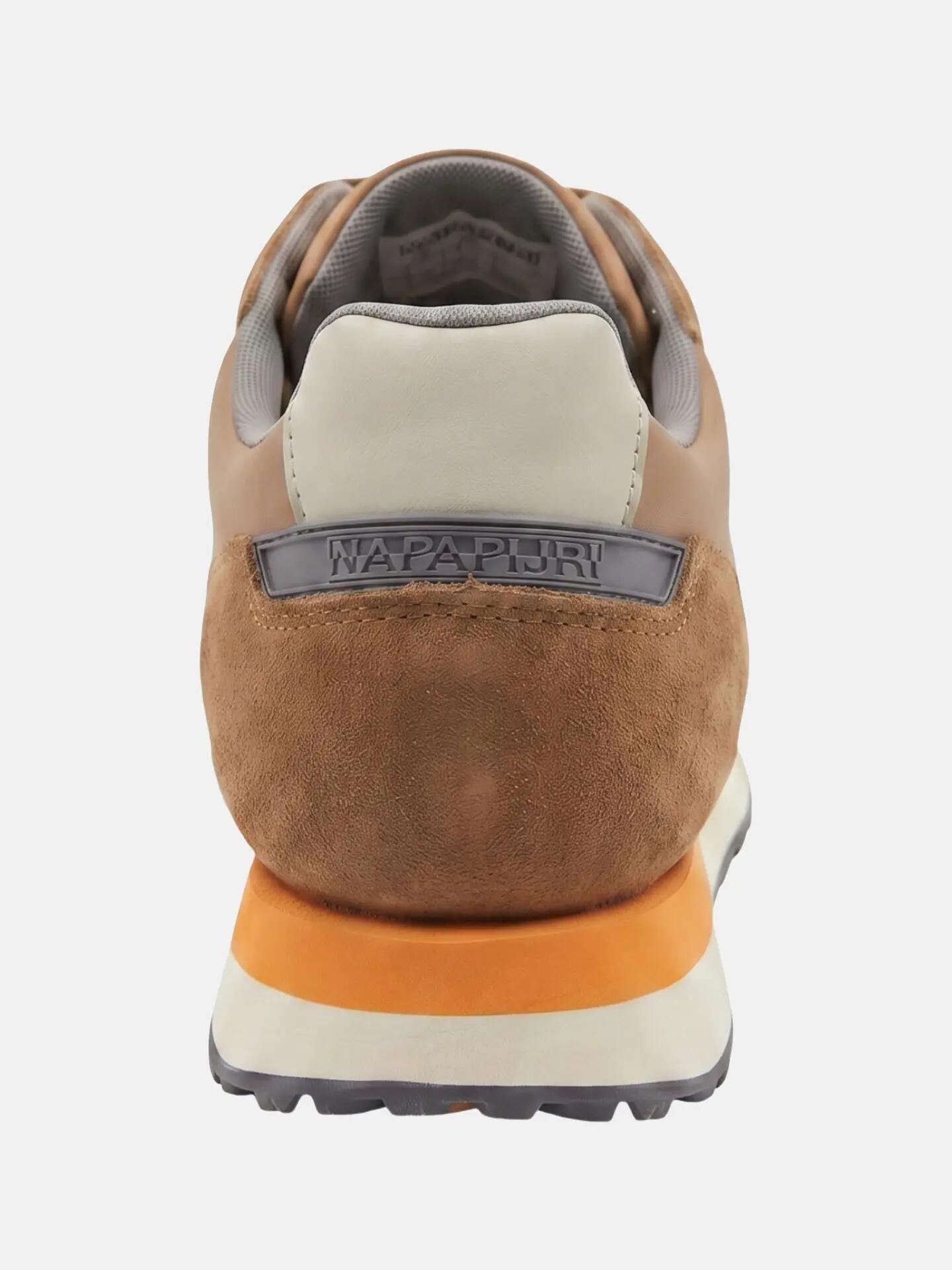 Sneakers Napapijri bărbat maro piele cu șireturi casual 2/7