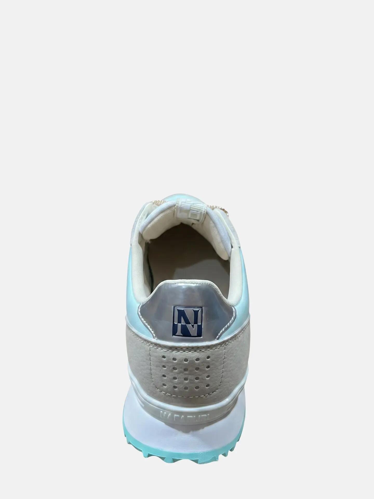 Dames platformsneakers beige met veters en colour blocking 2/7