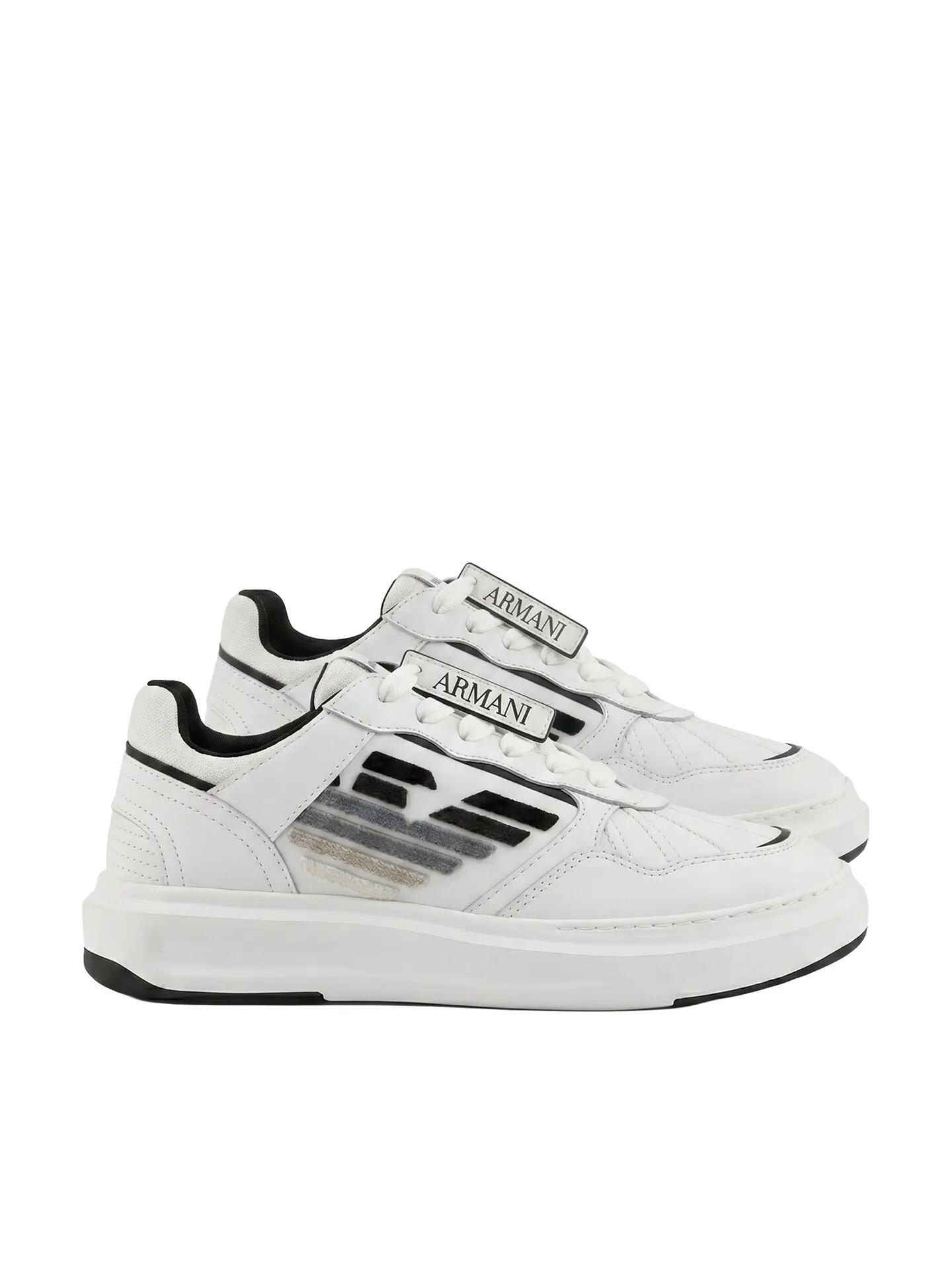 Emporio Armani Platform Sneakers Dames Wit Zwart Veters 2/5