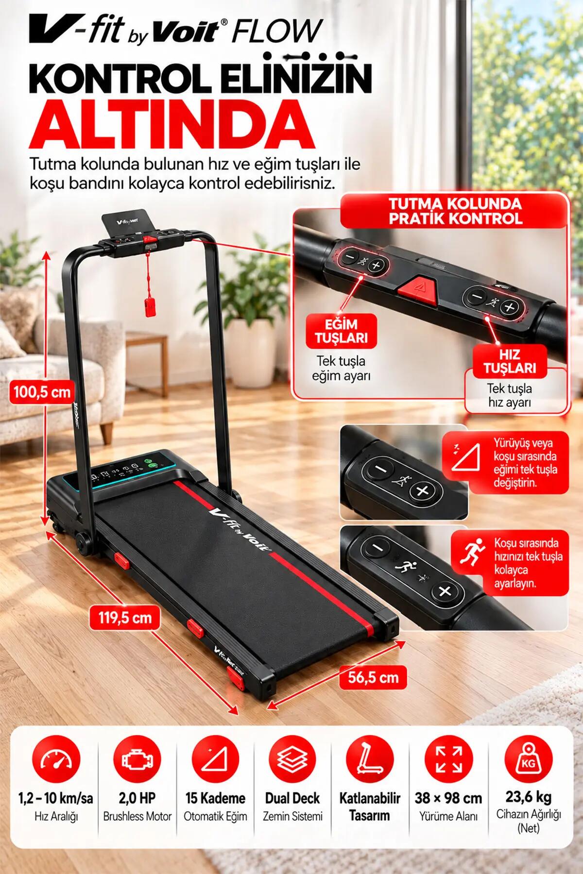 Voit Flow Katlanabilir Koşu Bandı 7/7