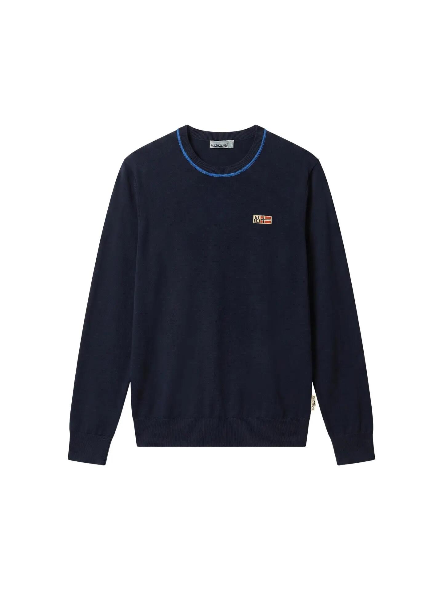 Pull homme bleu Napapijri viscose laine polyamide 6/6