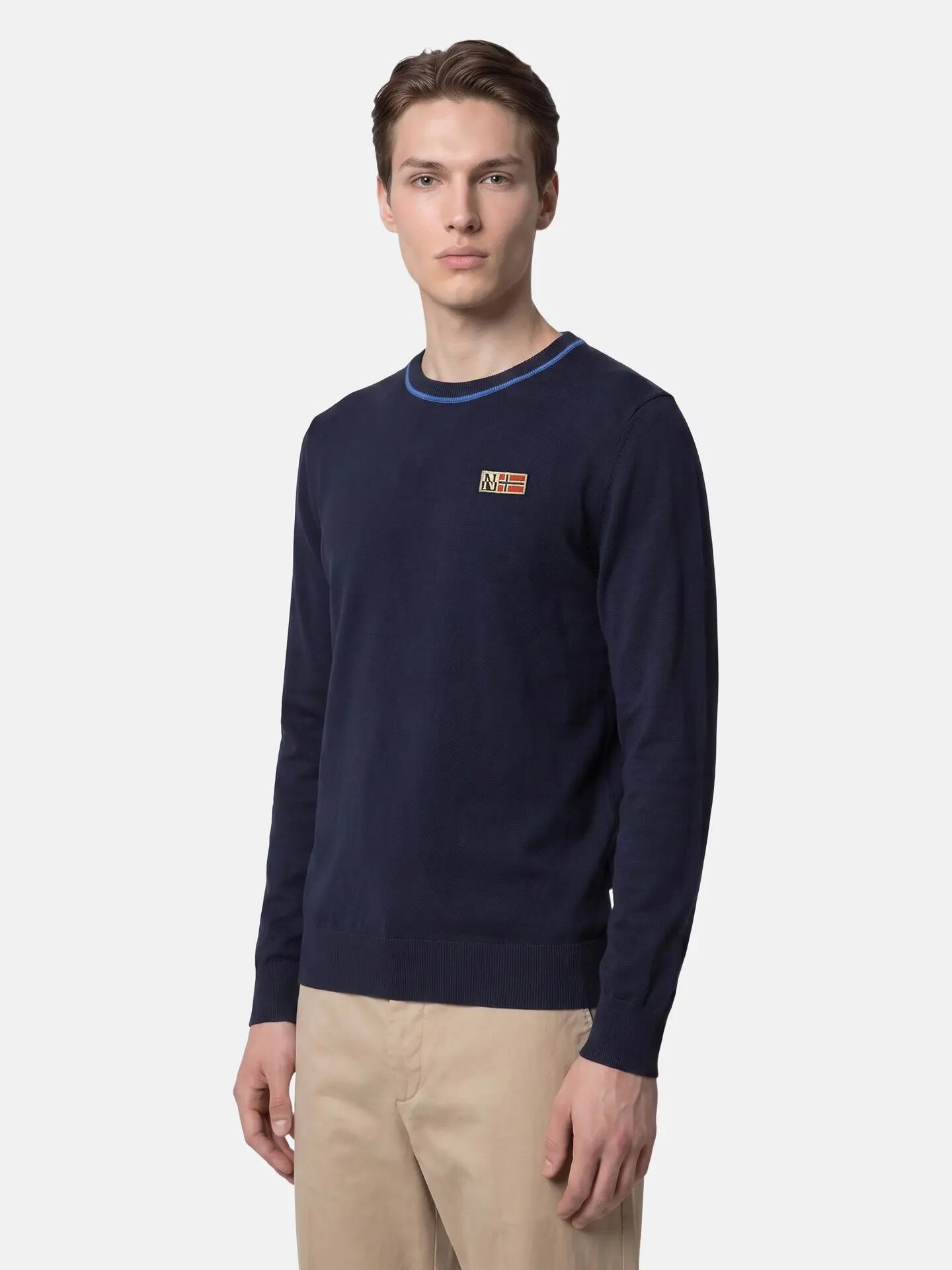 Jersey hombre azul Napapijri mezcla viscosa lana poliamida 3/6