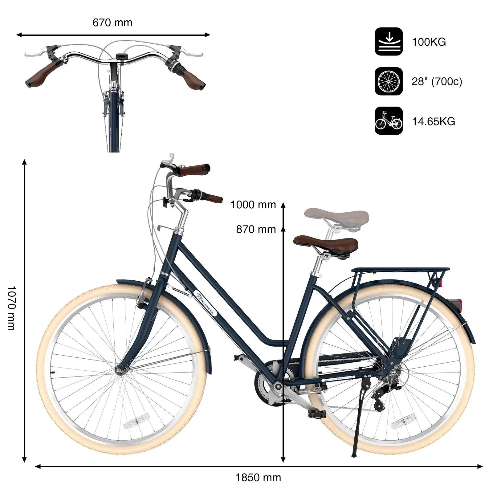 Stadsfiets EM10 – 28" – 6 Versnellingen – Aluminium Frame – V-Brakes 2/15