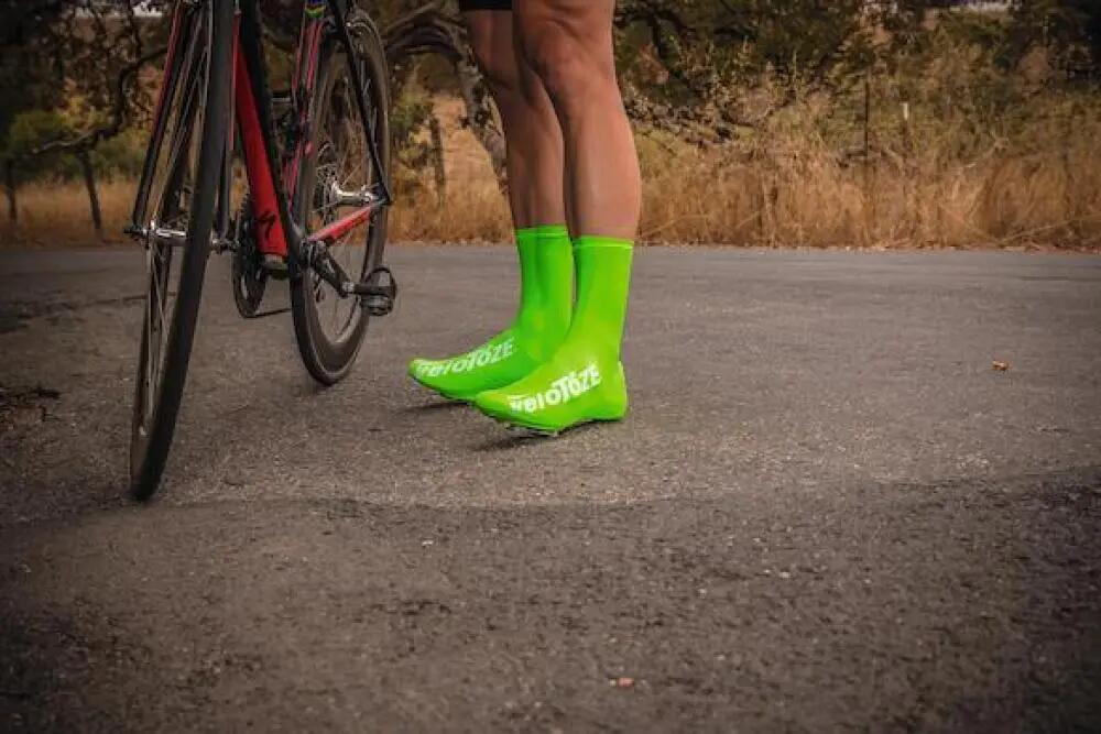 VeloToze overschoen lang groen S - waterdichte aero-overschoen voor koude fietsd 2/2