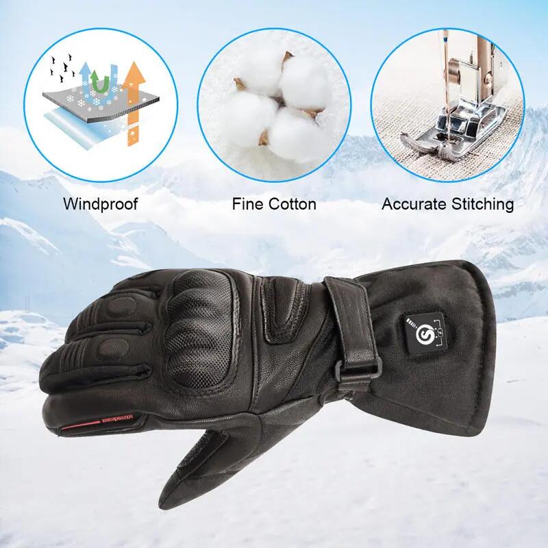 Beheizbare Lederhandschuhe für Herren und Damen für Motorrad im Winter 6/6