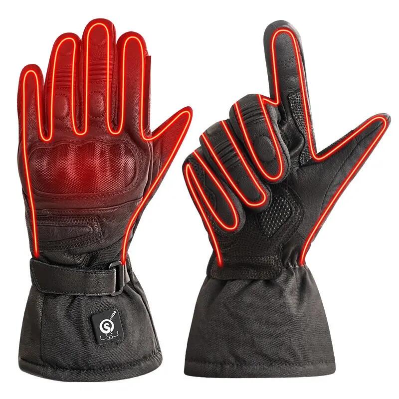 Beheizbare Lederhandschuhe für Herren und Damen für Motorrad im Winter 4/6