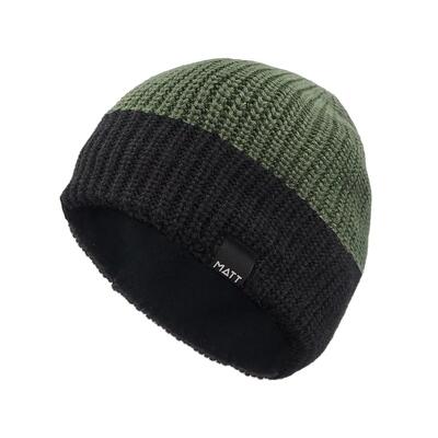 Muts mattwarm - one size - merinowol - groen met zwart