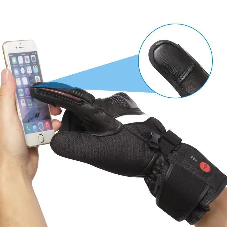 Guantes de cuero calefactables e impermeables para moto 7/7