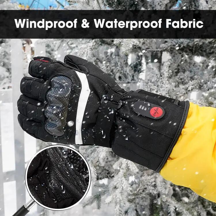 Guantes de cuero calefactables e impermeables para moto 6/7