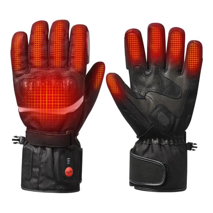 Guantes de cuero calefactables e impermeables para moto 4/7