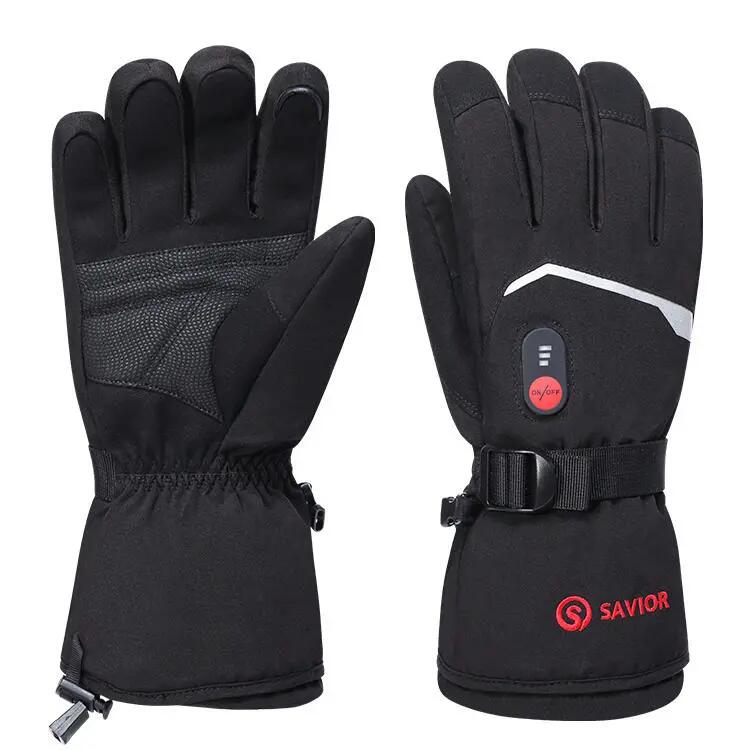 Dünne beheizbare Softshell-Handschuhe mit Carbon, Touchscreen, für Ski 4/7