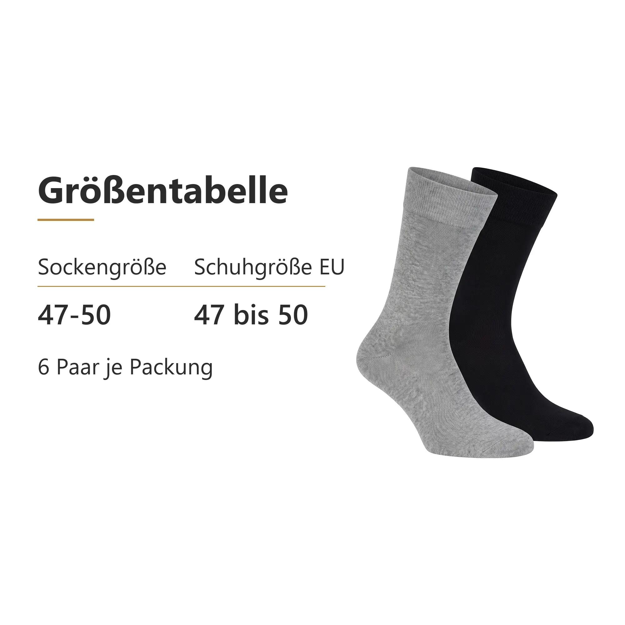 Herren Freizeitsocken Baumwolle Übergröße 47-50 Komfortbund flache Naht 6 Paar 5/5