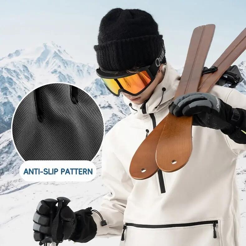 Lot gants de ski tactiles imperméables + masque de ski antibuée 7/10