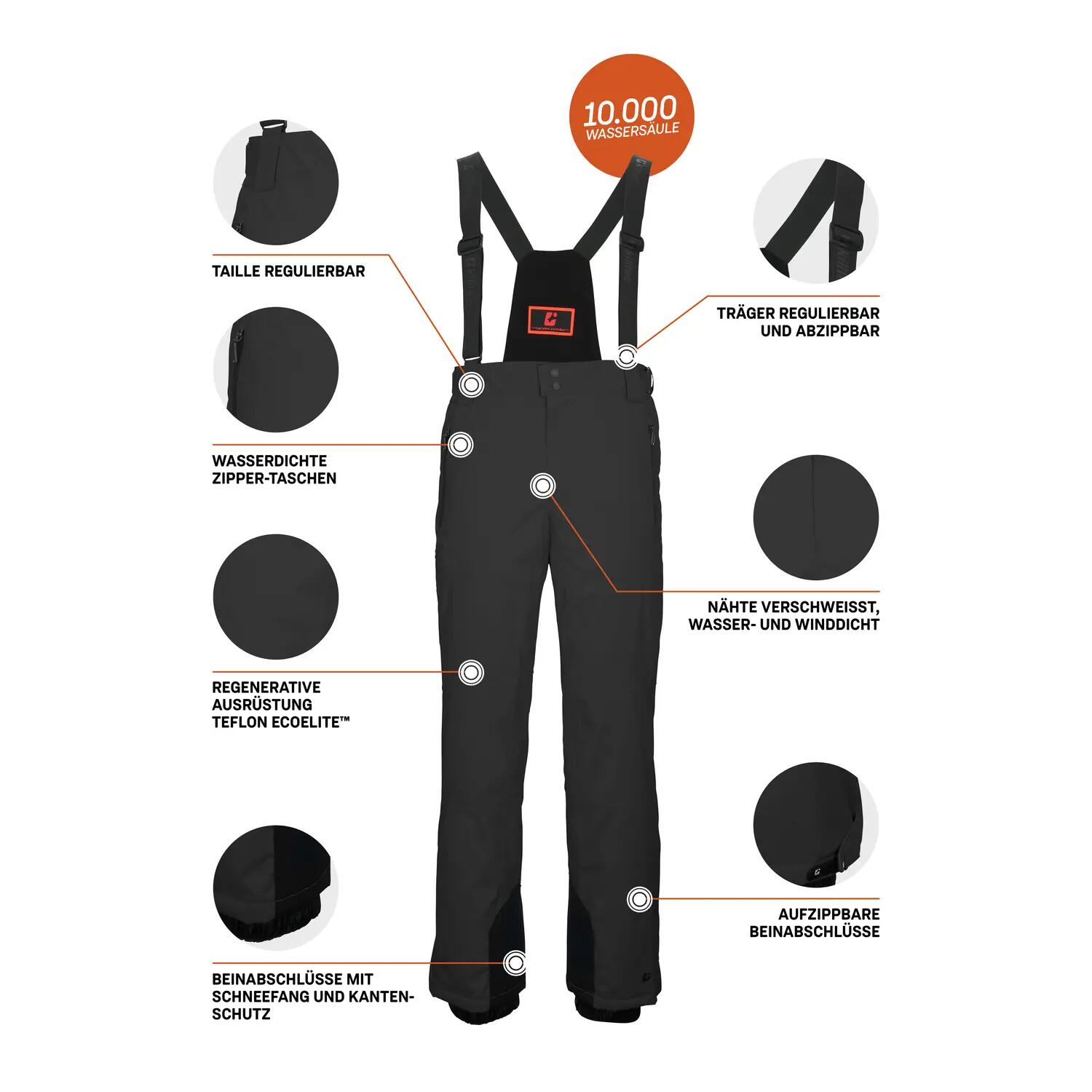 Herren Skihose Funktionshose mit Trägern 5/7