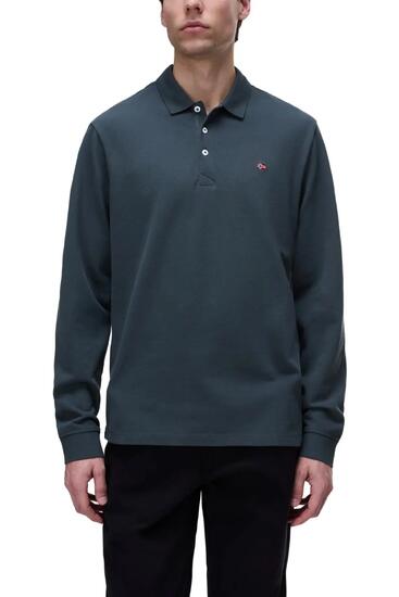 Polo - Sportswear - Homme - Manches longues, piqué en coton - Ealis - Vert sauge
