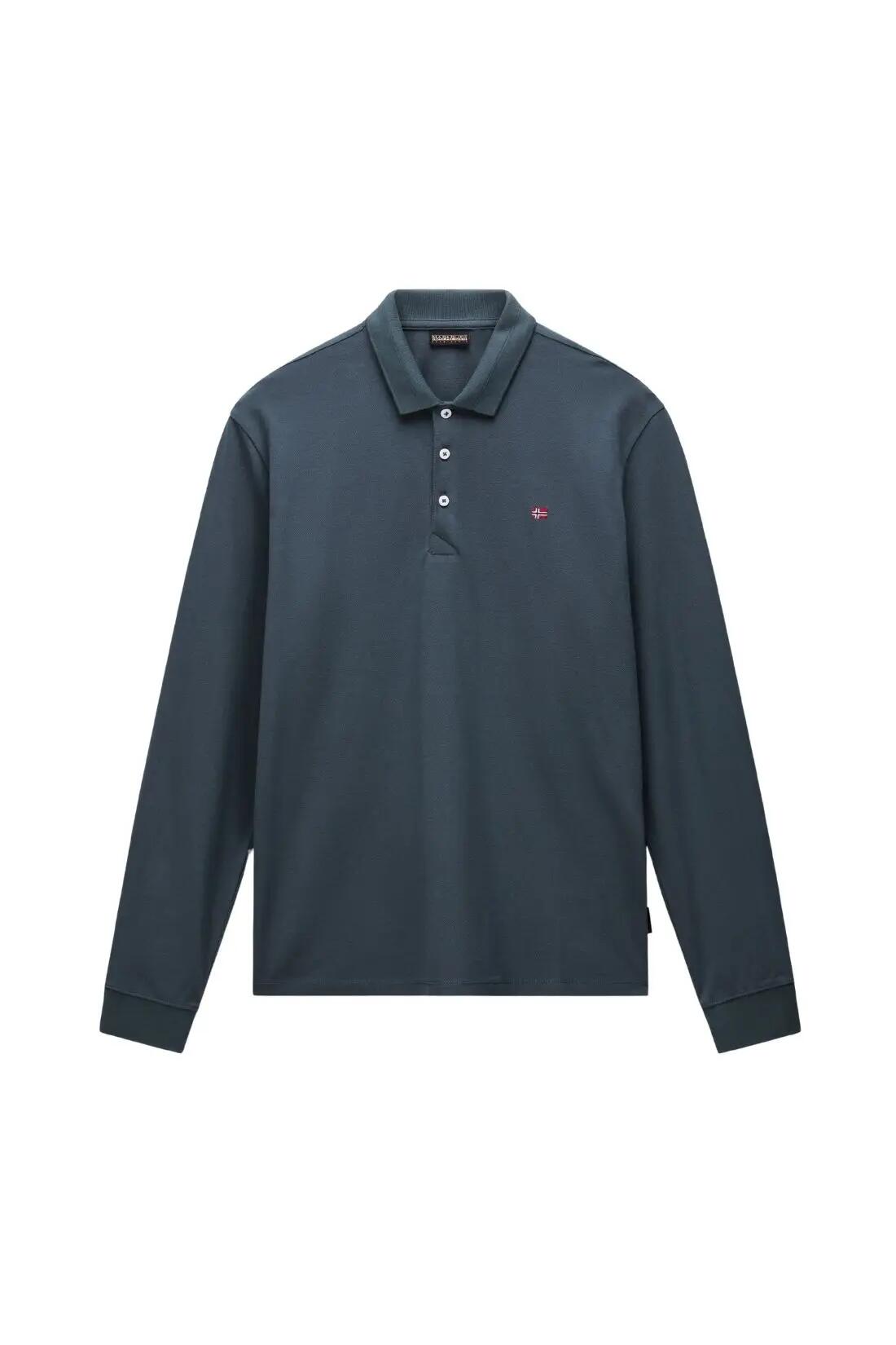 Polo - Sportswear - Homme - Manches longues, piqué en coton - Ealis - Vert sauge 2/4