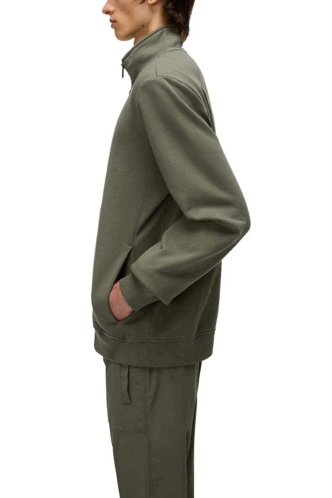 Sweatshirt - sportswear - heren - Balis - met rits en hoge kraag - legergroen 3/5