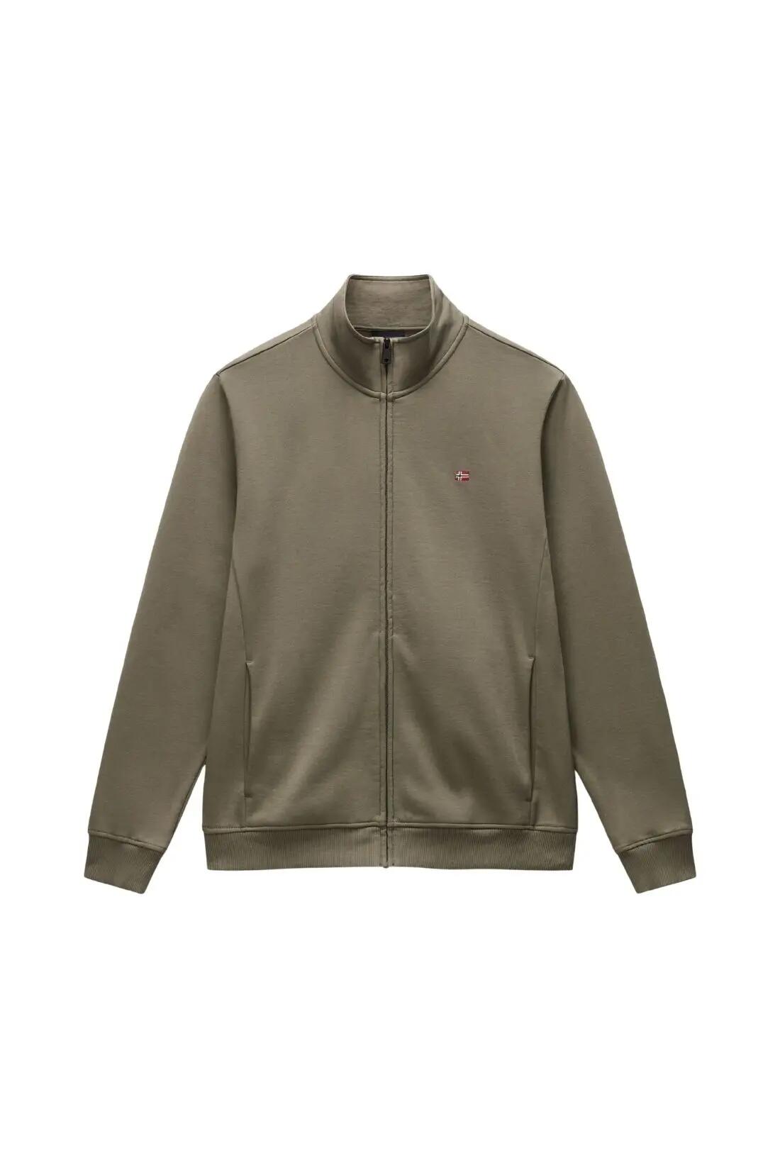 Sweatshirt - sportswear - heren - Balis - met rits en hoge kraag - legergroen 2/5