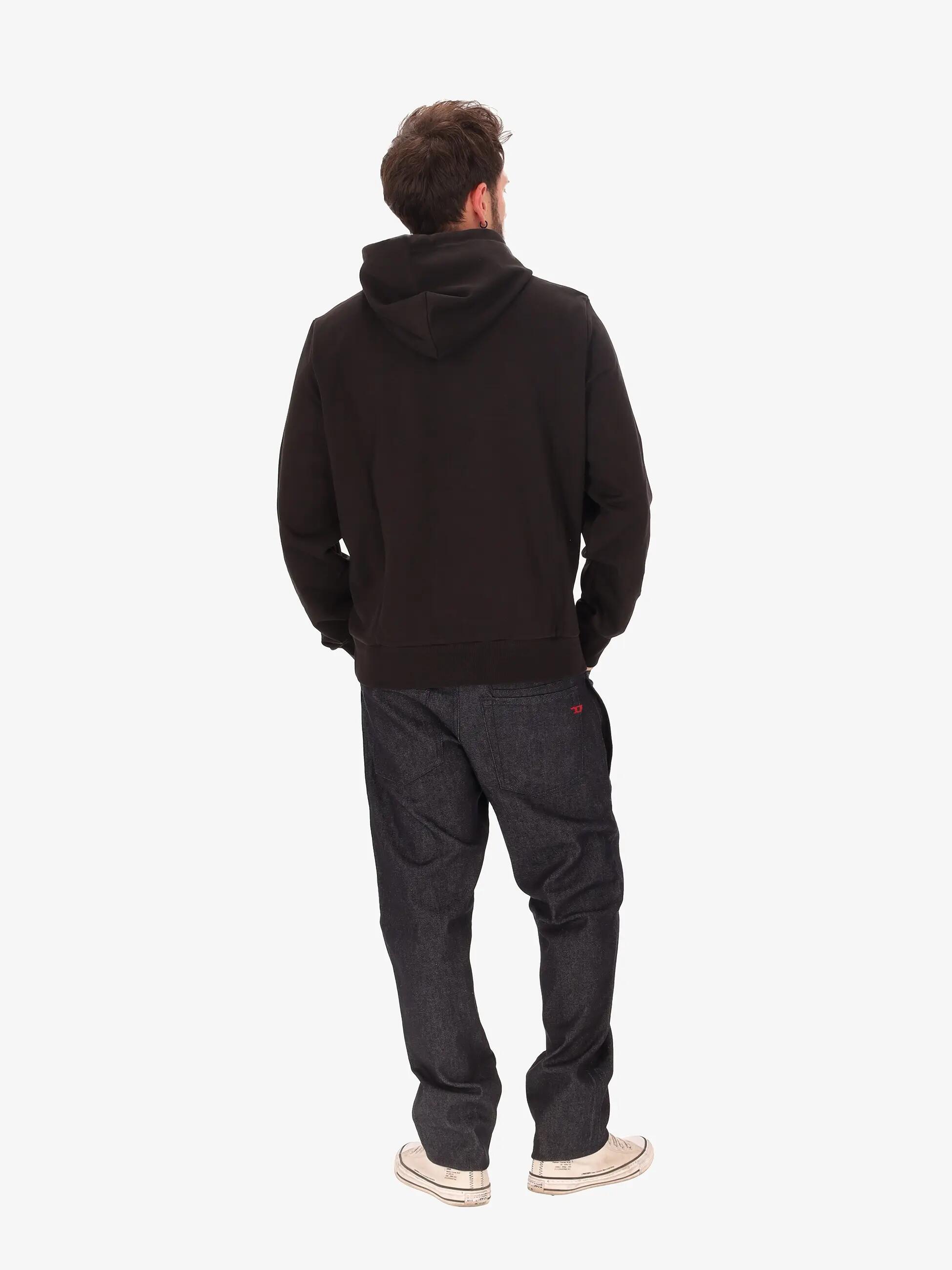 Herren Hoodie Diesel Schwarz mit Kapuze und farbigem Logo 3/7