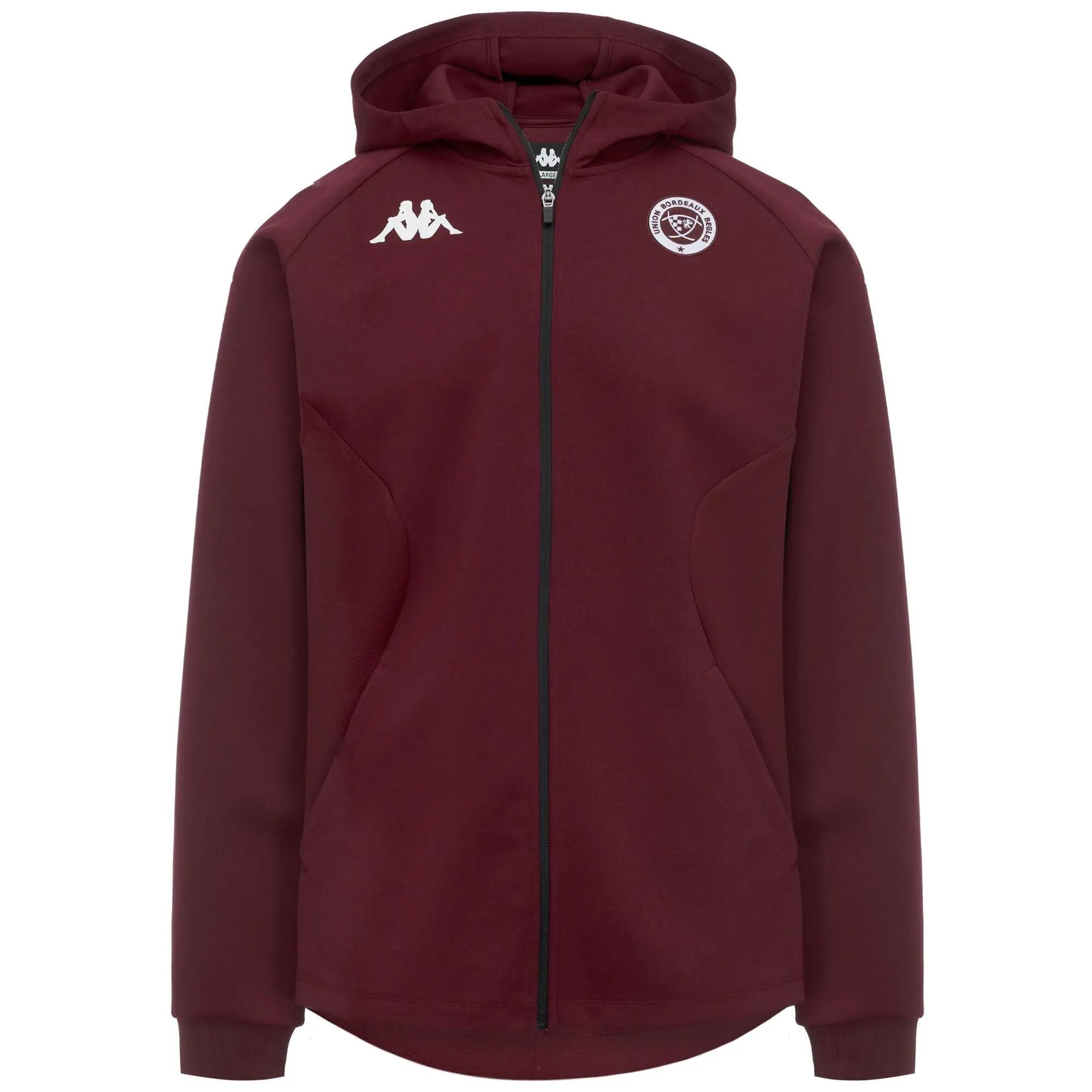 Sweat-shirt à capuche zippé pour homme rouge pour rugby 1/3