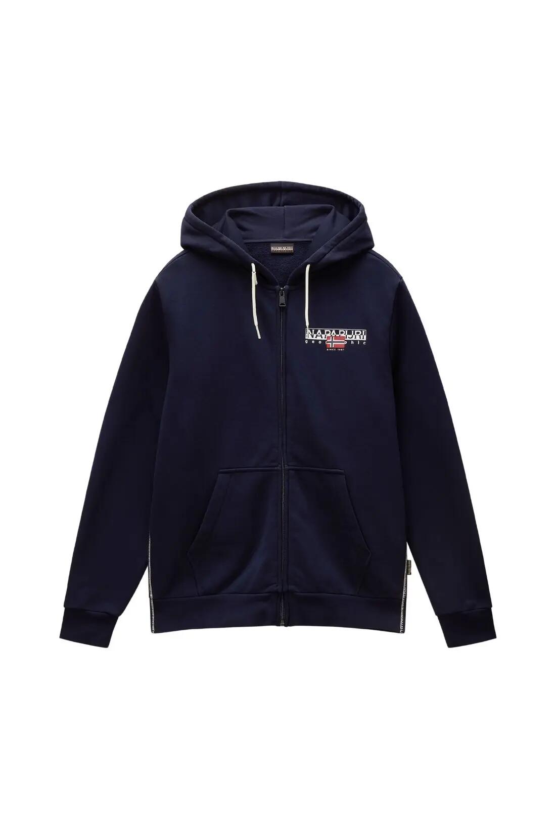 Men's Napapijri Aylmer regular-fit zip-up sweatshirt with hood, navy blue 2/4