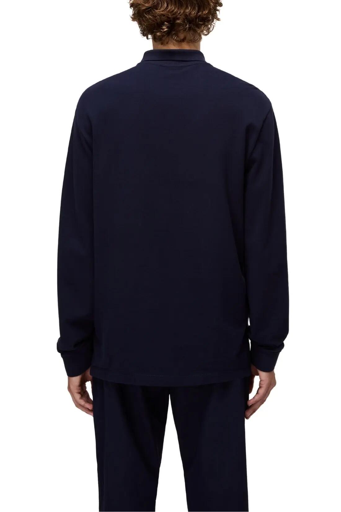Polo - Sportswear - Hombre - Manga larga, piqué de algodón - Ealis - Azul marino 3/4