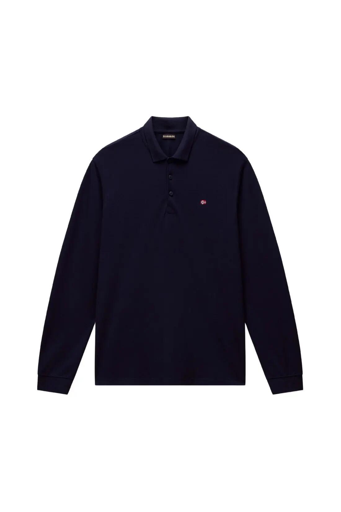 Polo - Sportswear - Hombre - Manga larga, piqué de algodón - Ealis - Azul marino 2/4