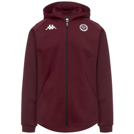 Sweat-shirt à capuche zippé pour homme rouge pour rugby