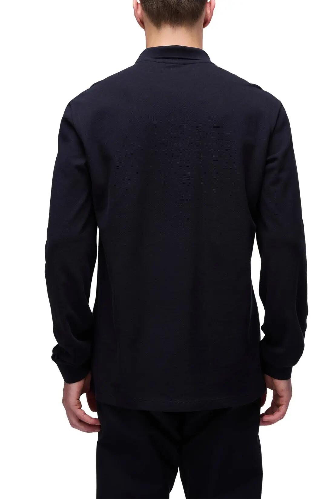 Polo - Sportswear - Hombre - Manga larga, piqué de algodón - Ealis - Negro 3/4