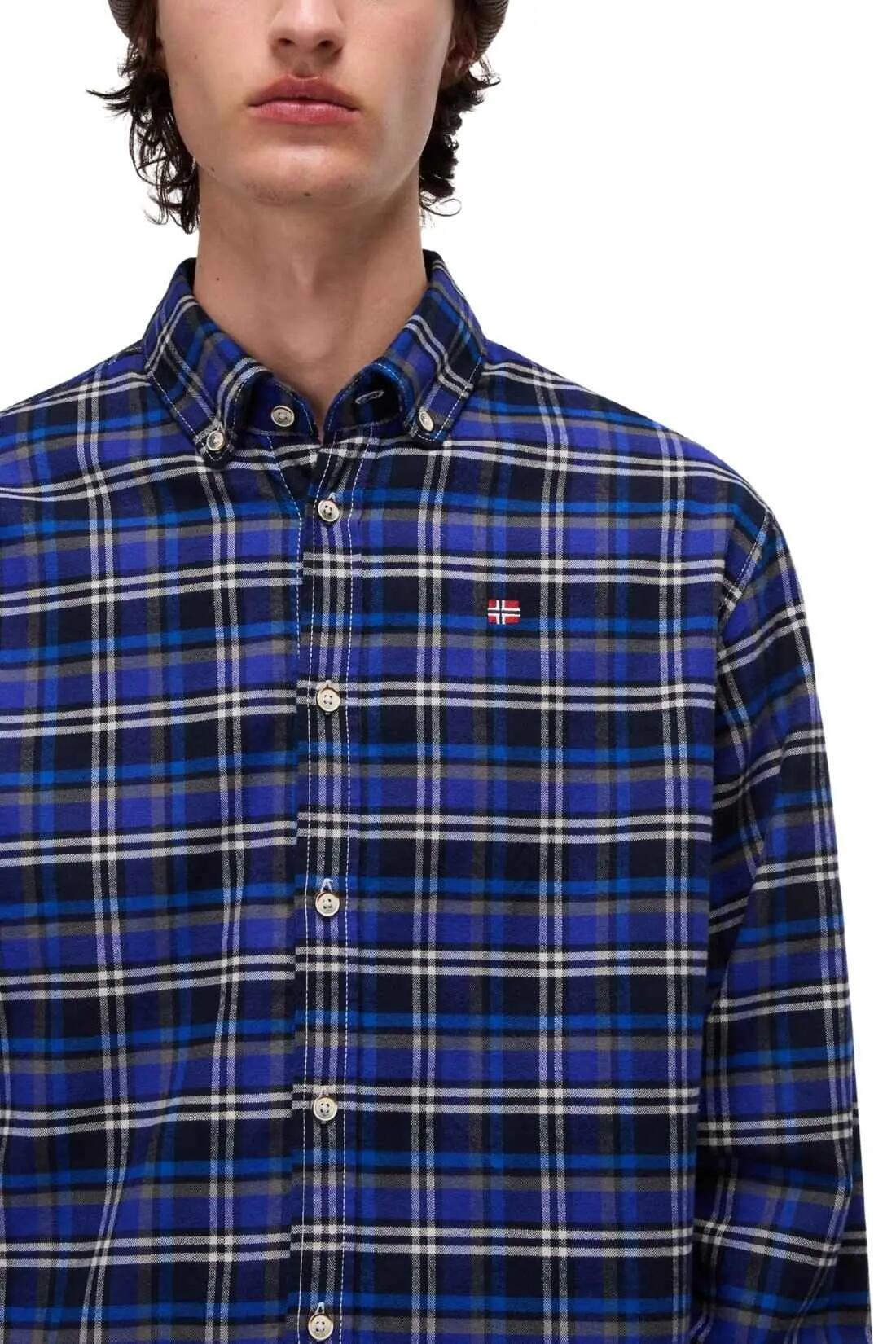 Herren - sportswear - flanellhemd - trekking - kariert, blau 4/4