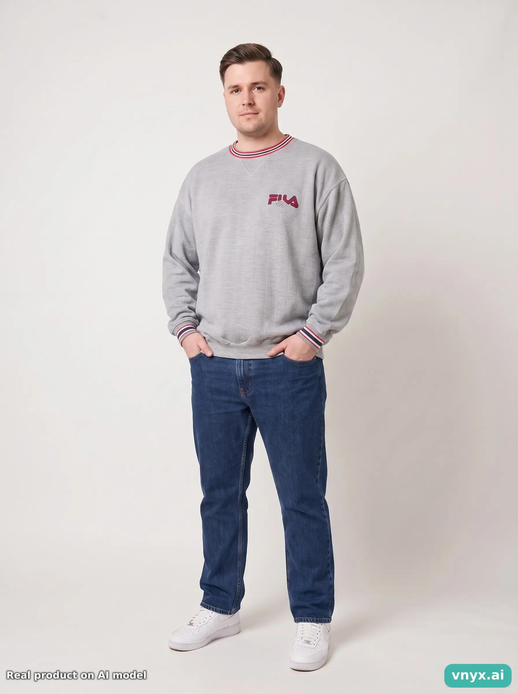 Second Life - Vintage Fila Light Grey Sweatshirt Men L 5/6