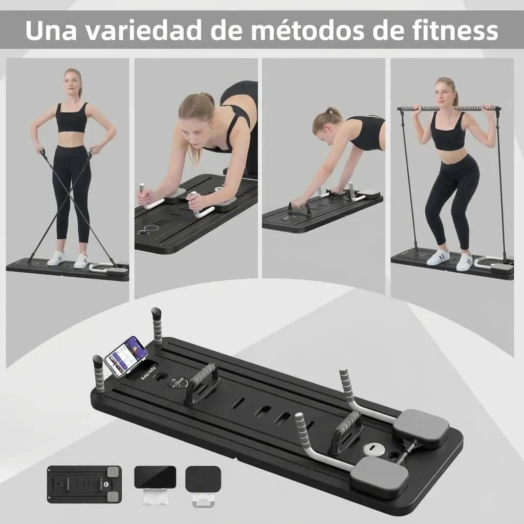 Tabla Reformadora 4 en 1 Pilates Multifunción Plegable Negro Fitness 4/4