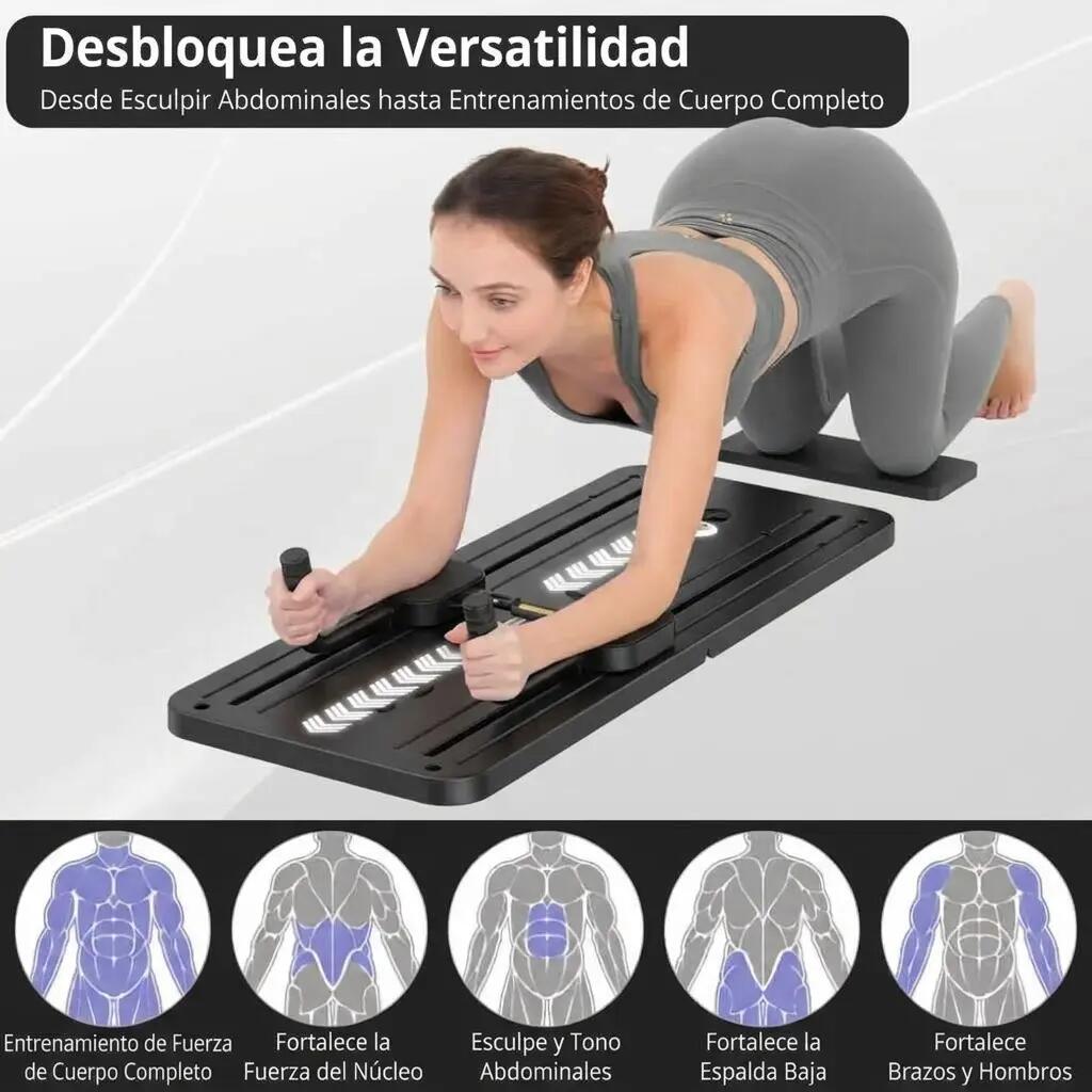 Tabla Reformadora 4 en 1 Pilates Multifunción Plegable Negro Fitness 3/4
