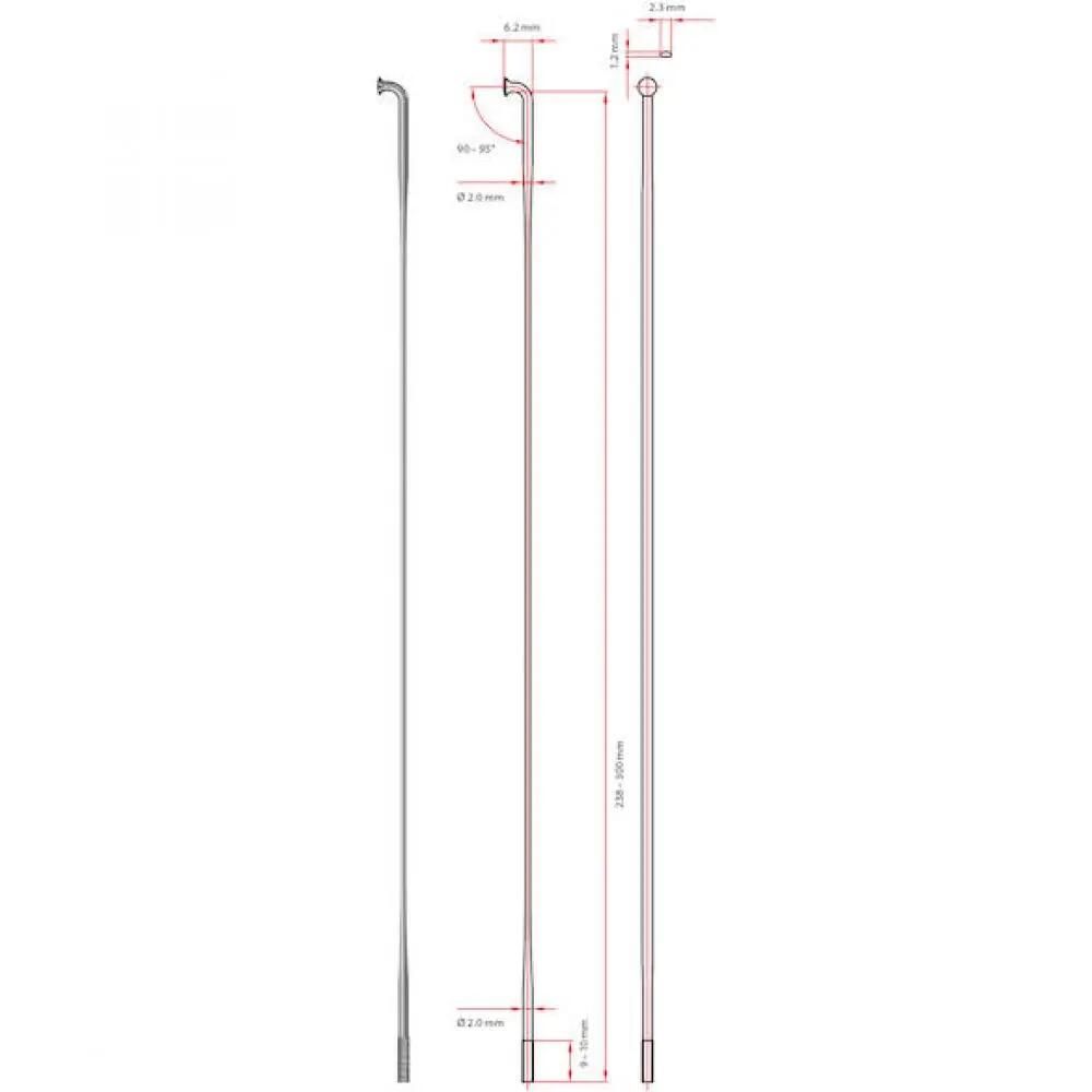 DT Swiss spaak Aero Comp 2.0 / 2.3 / 1.2 290 mm zwart - aerodynamische Ho... 2/2